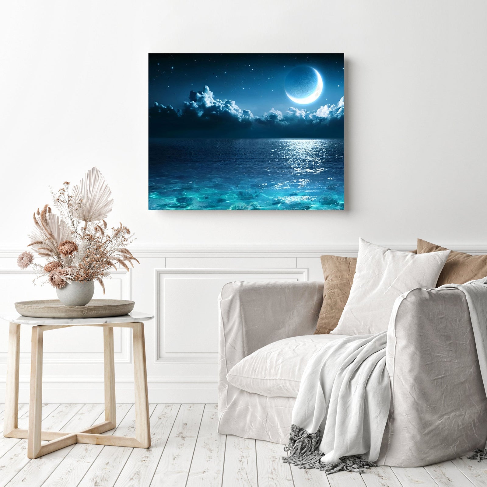 Magical Night at Sea | Diamond Painting Displayed as Home Decor