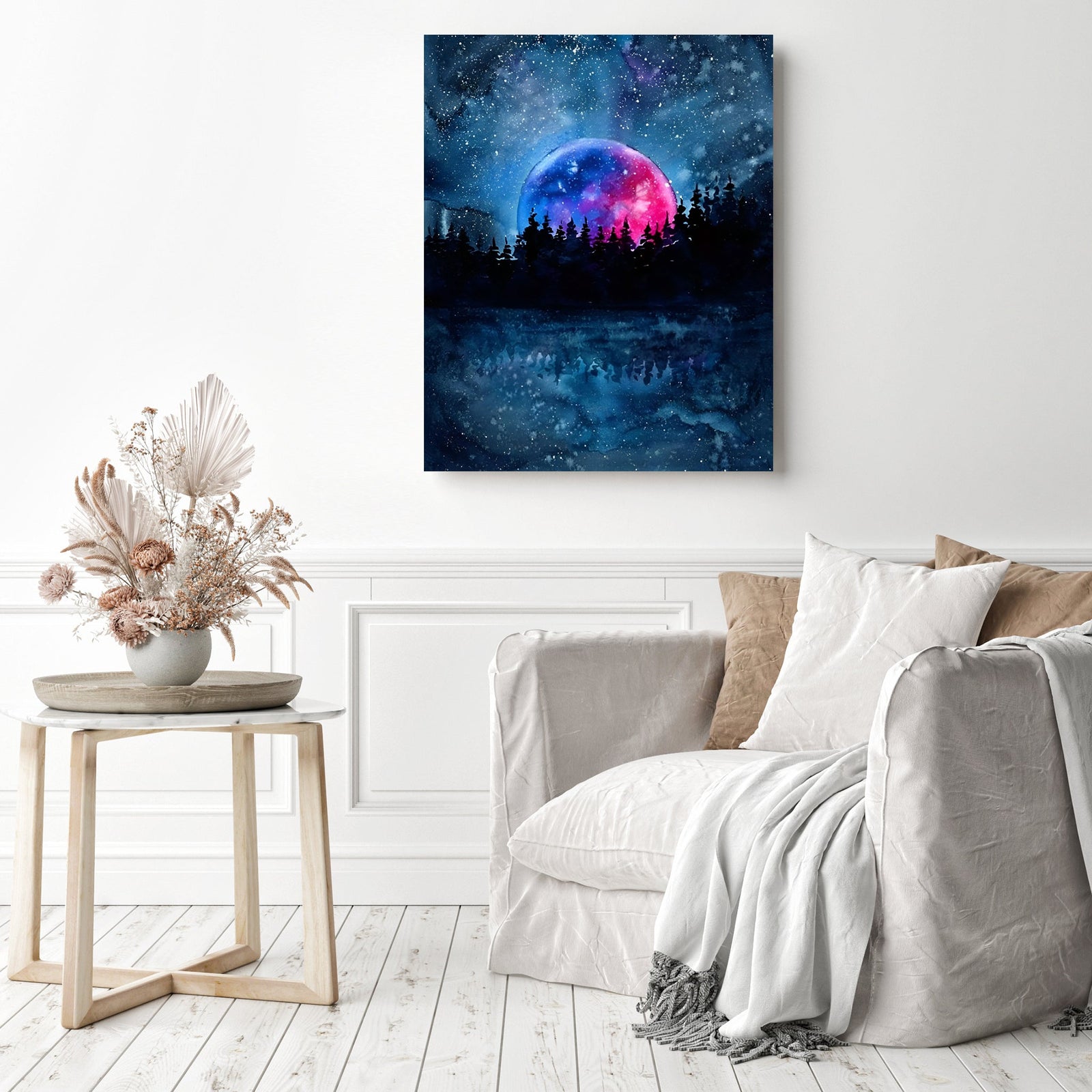 Nebula in the Forest | Diamond Painting Displayed as Home Decor