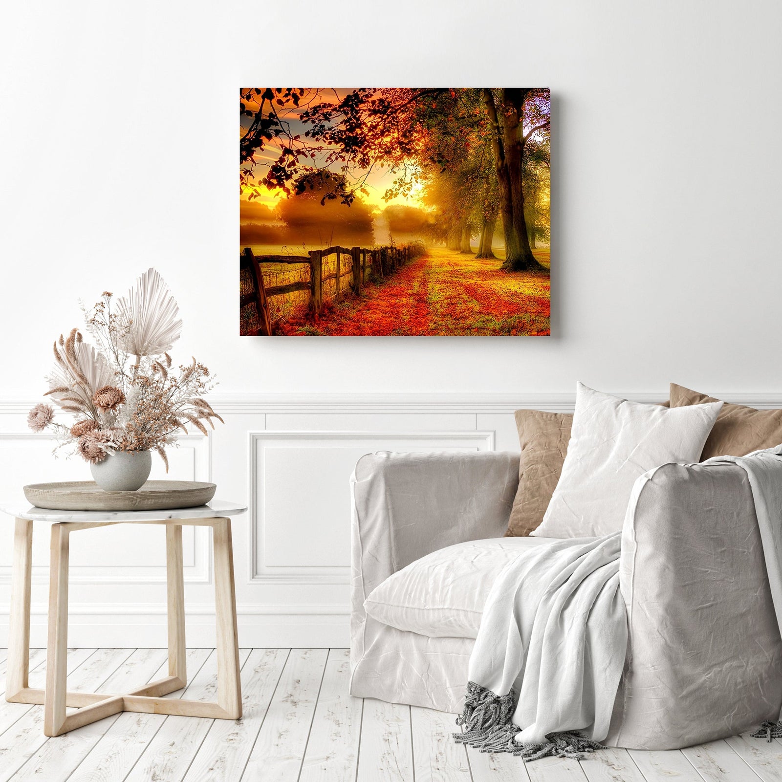 Autumn Forest Landscape | Diamond Painting Displayed as Home Decor