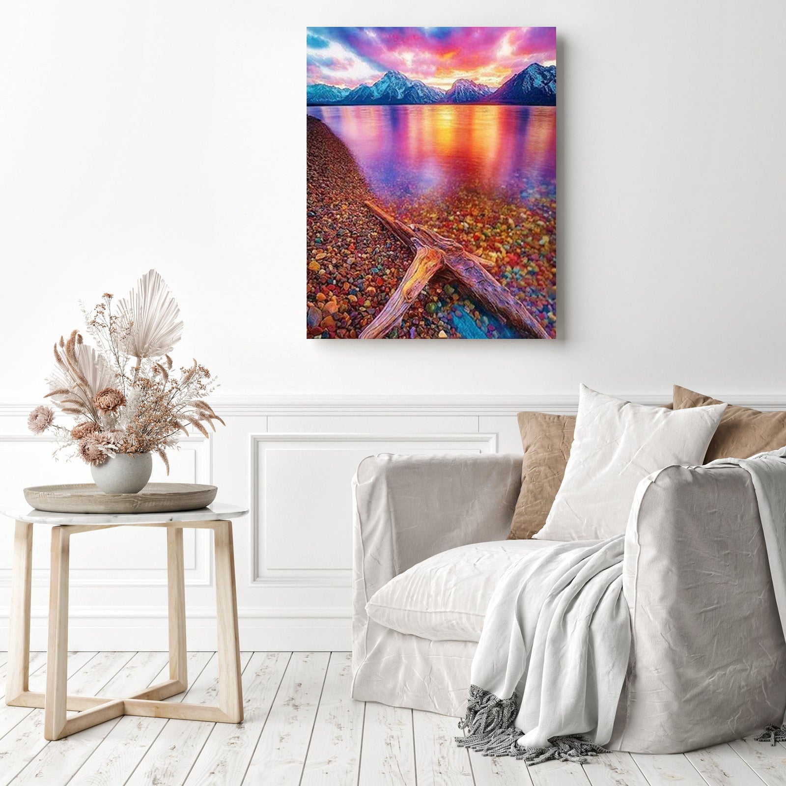 Colorful beach | Diamond Painting Displayed as Home Decor