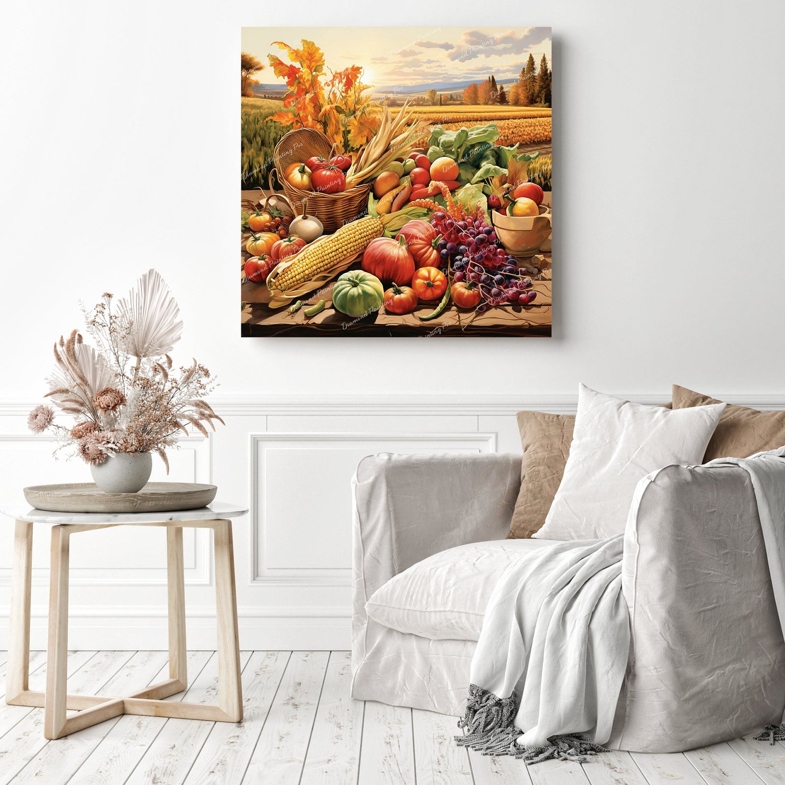 Bountiful Harvest Delight | Diamond Painting Displayed as Home Decor