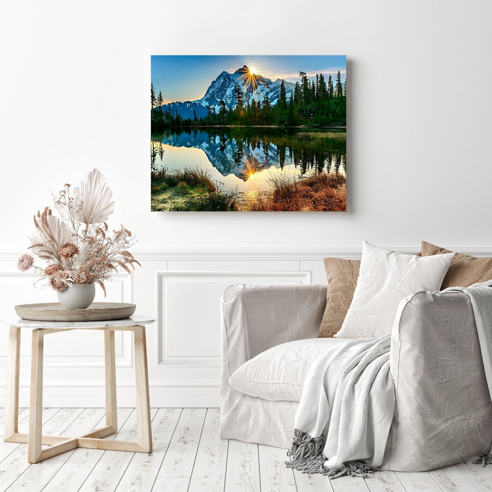 Sun Shining on Mountain | Diamond Painting Displayed as Home Decor