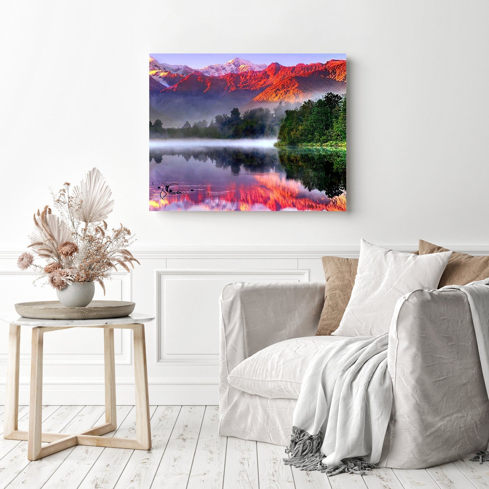 Lake Matheson | Diamond Painting Displayed as Home Decor