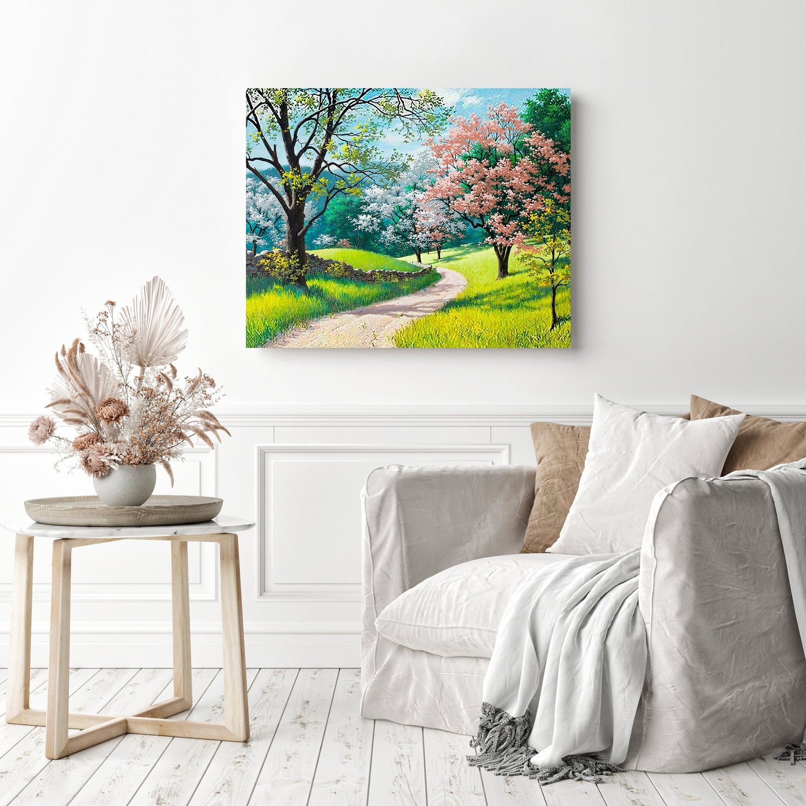 Flowers Bloom in Spring | Diamond Painting Displayed as Home Decor