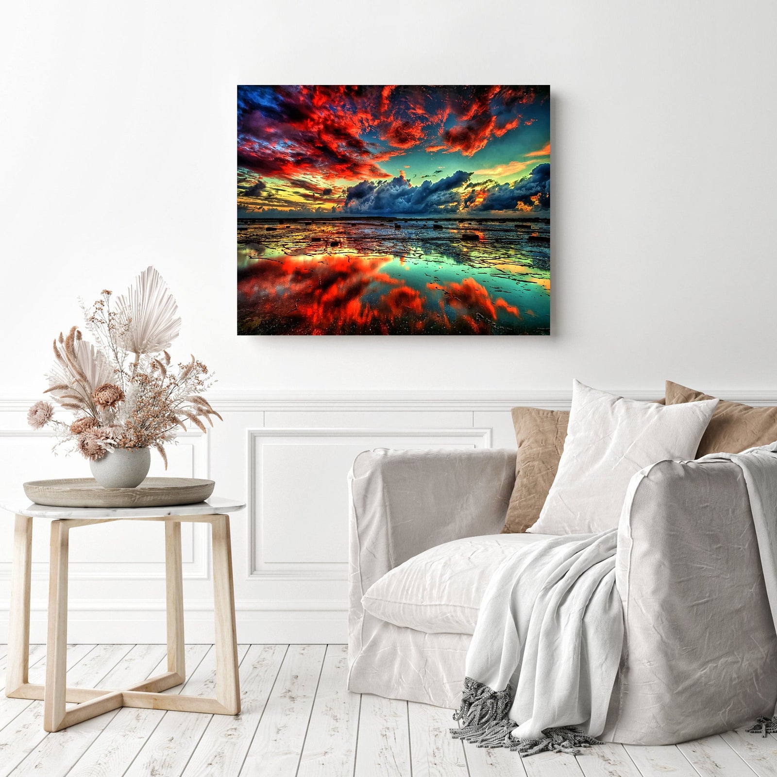 Vibrant Cloudy Sky | Diamond Painting Displayed as Home Decor