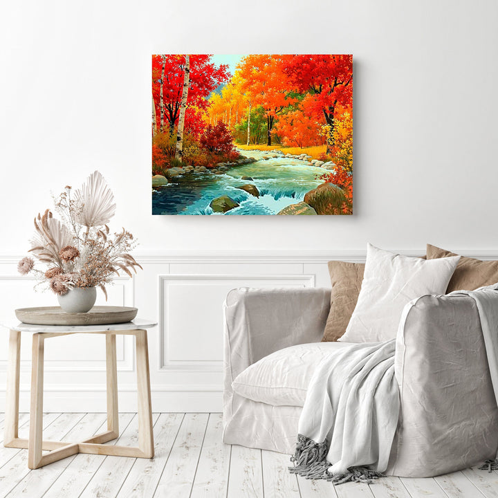 River Flows in Autumn Forest | Diamond Painting