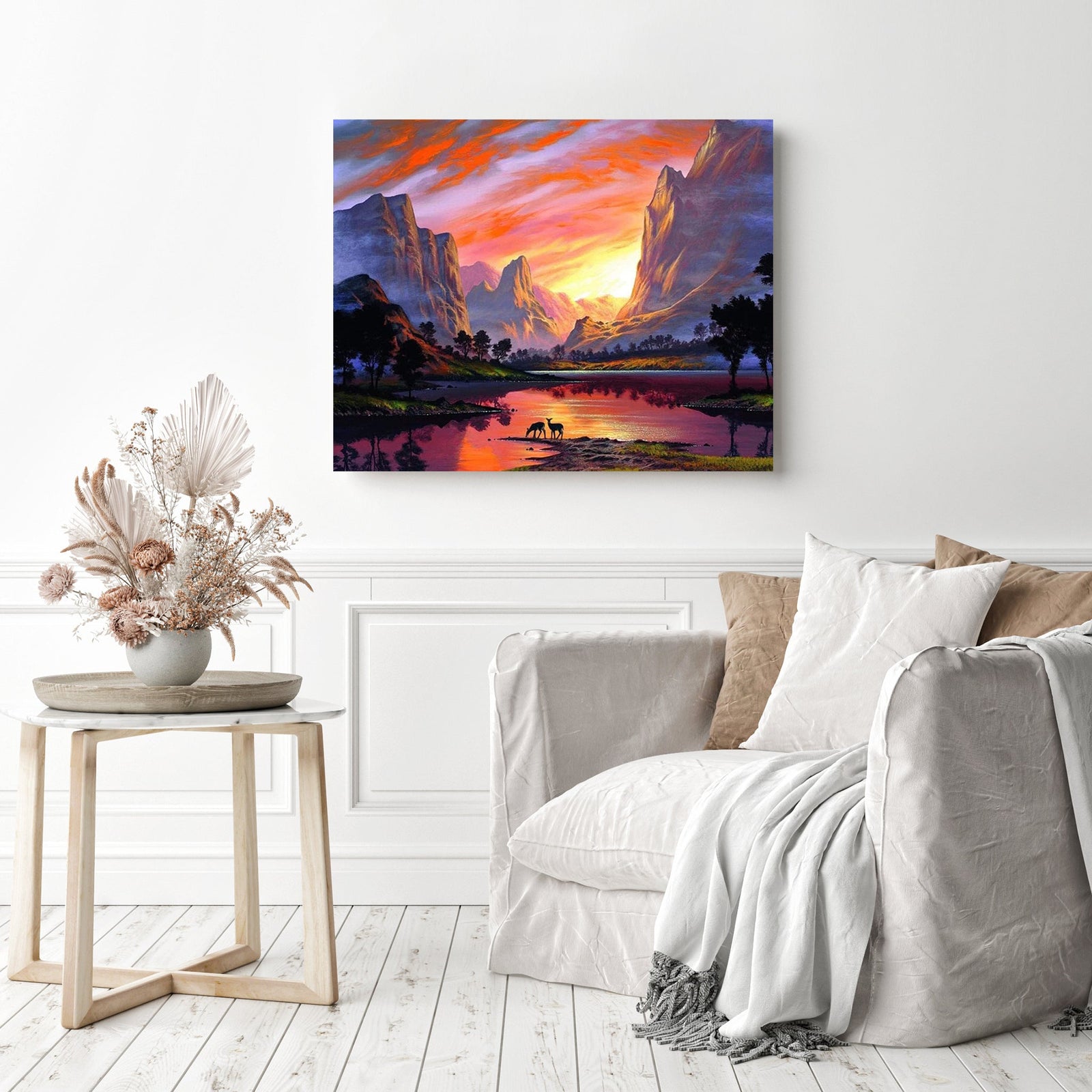 Mountain Red Sunset | Diamond Painting Displayed as Home Decor