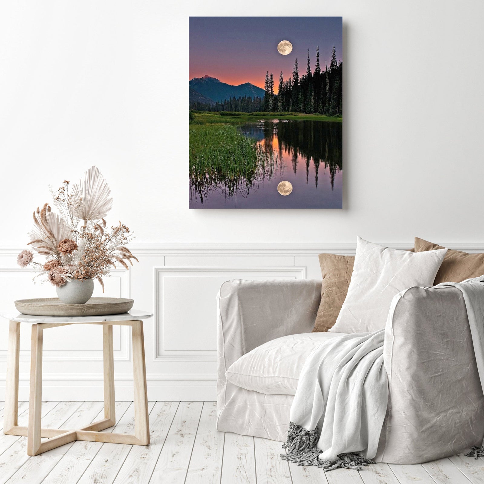 Beautiful Moon Reflect | Diamond Painting Displayed as Home Decor