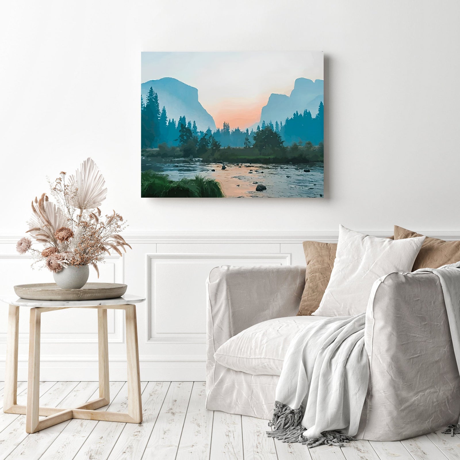 Sunset at the Mountains | Diamond Painting Displayed as Home Decor