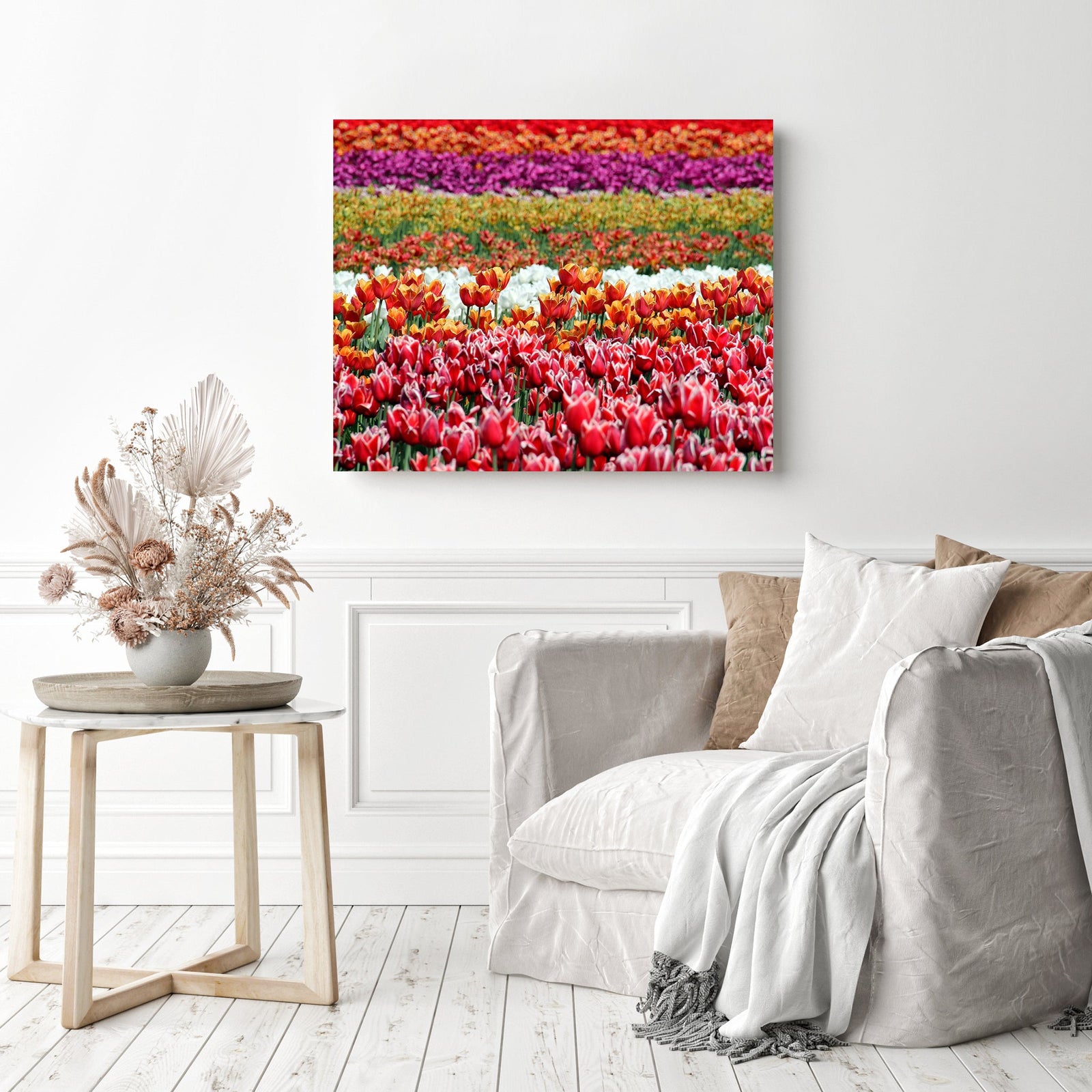 Field of Tulips | Diamond Painting Displayed as Home Decor