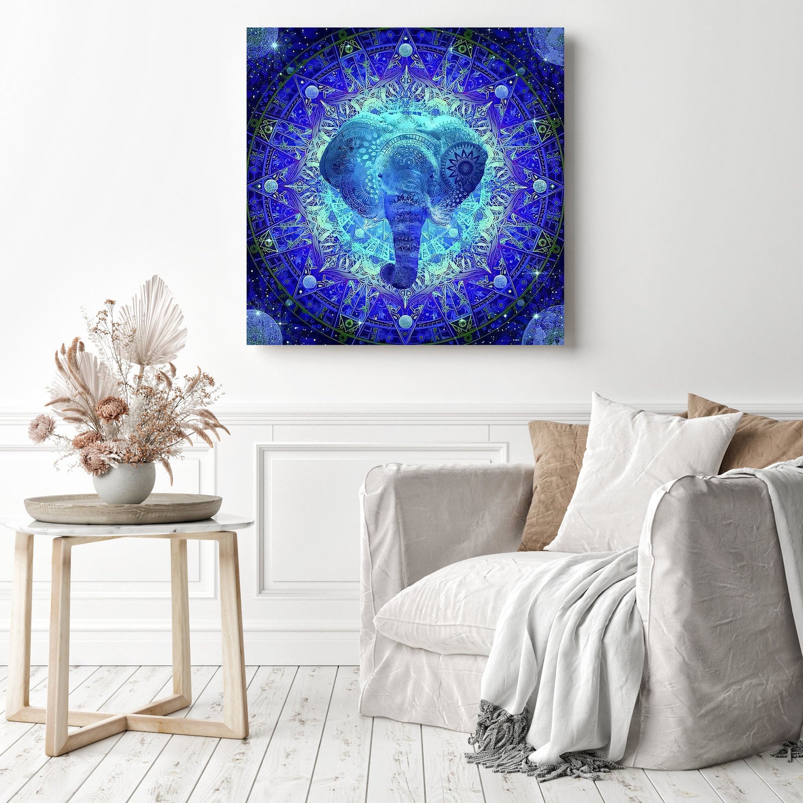 Mandala Elephant | Diamond Painting Displayed as Home Decor