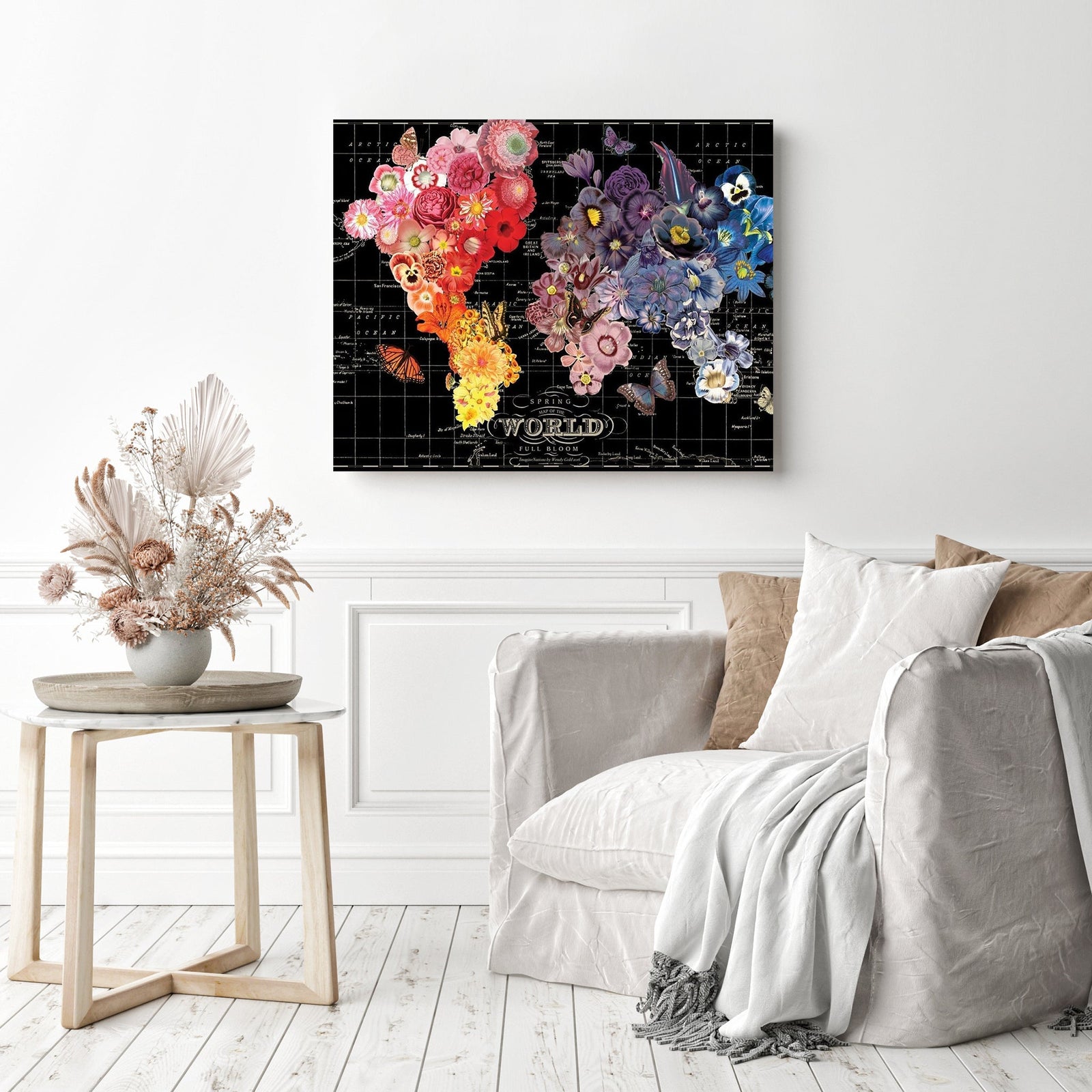 Floral Map | Diamond Painting Displayed as Home Decor