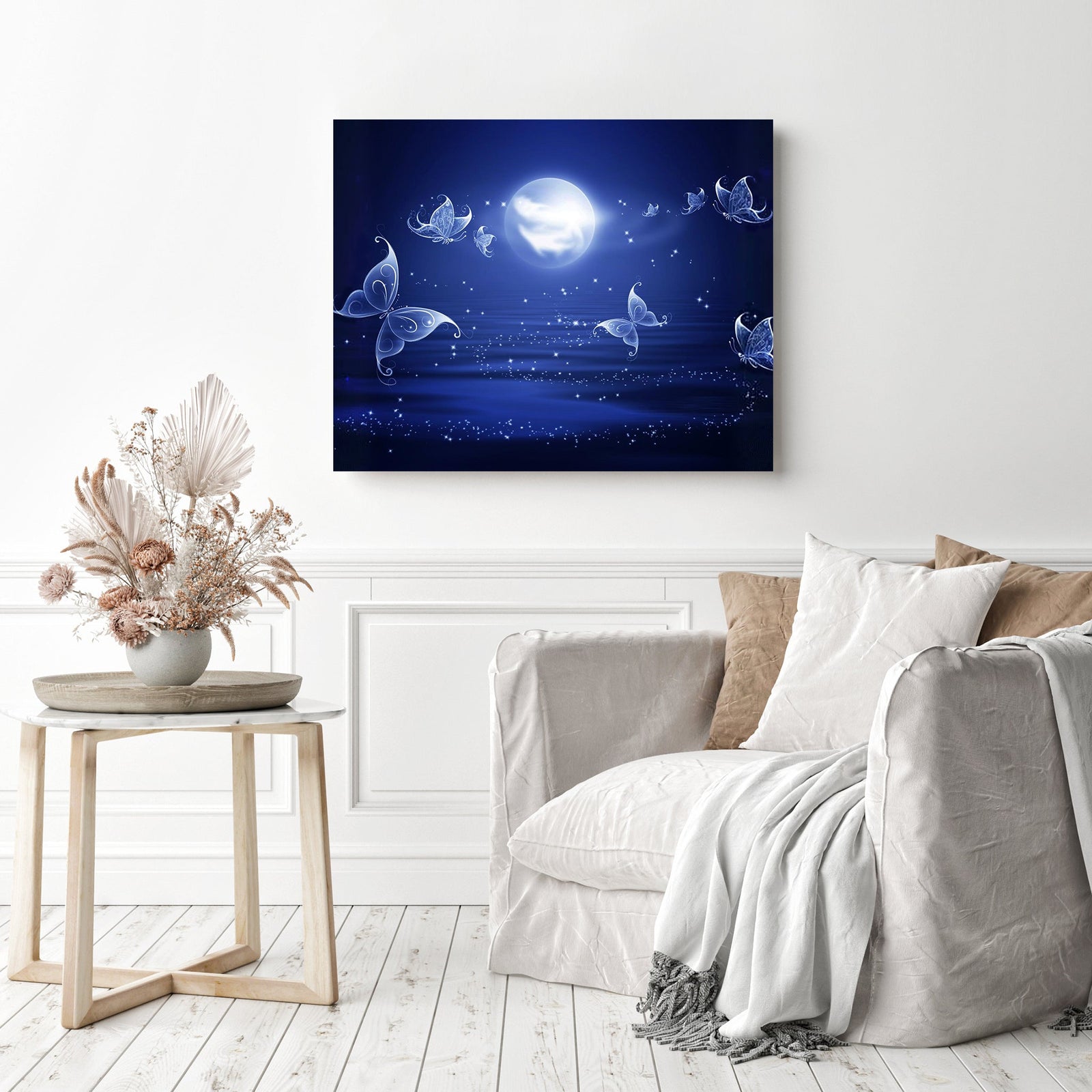 Butterfly Midnight Fantasy | Diamond Painting Displayed as Home Decor