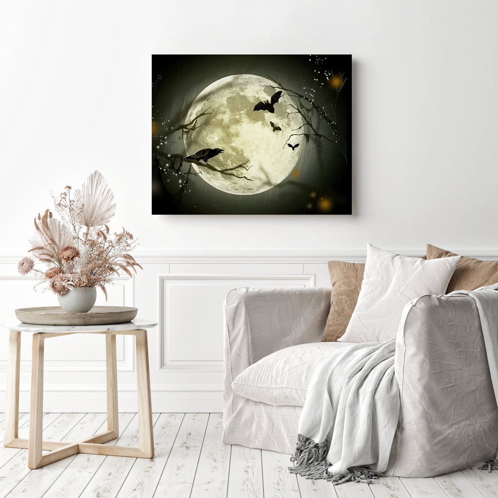 Full Moon on Halloween | Diamond Painting Displayed as Home Decor