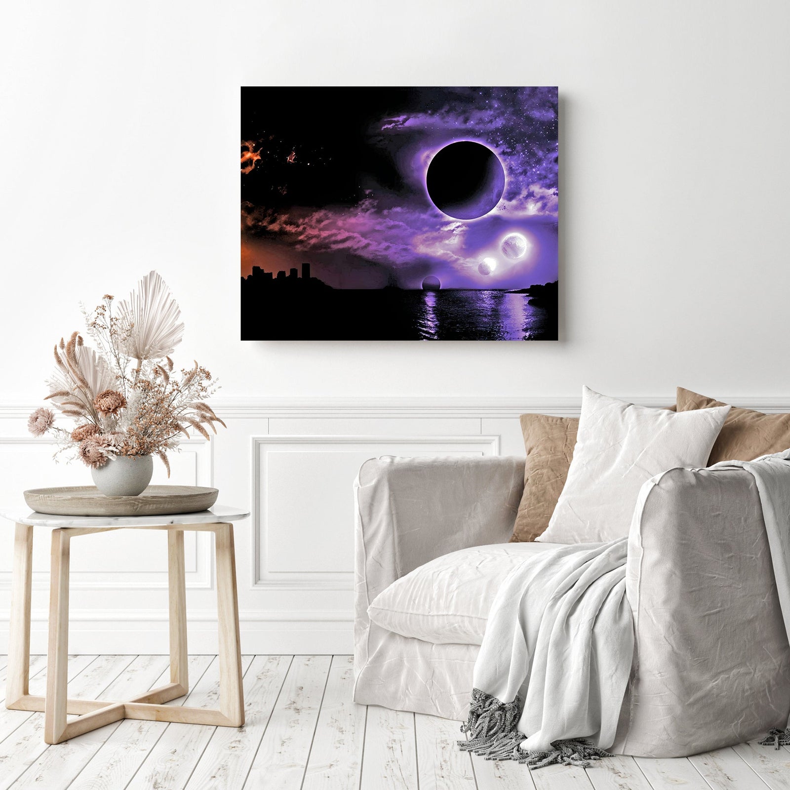 Purple Eclipse | Diamond Painting Displayed as Home Decor