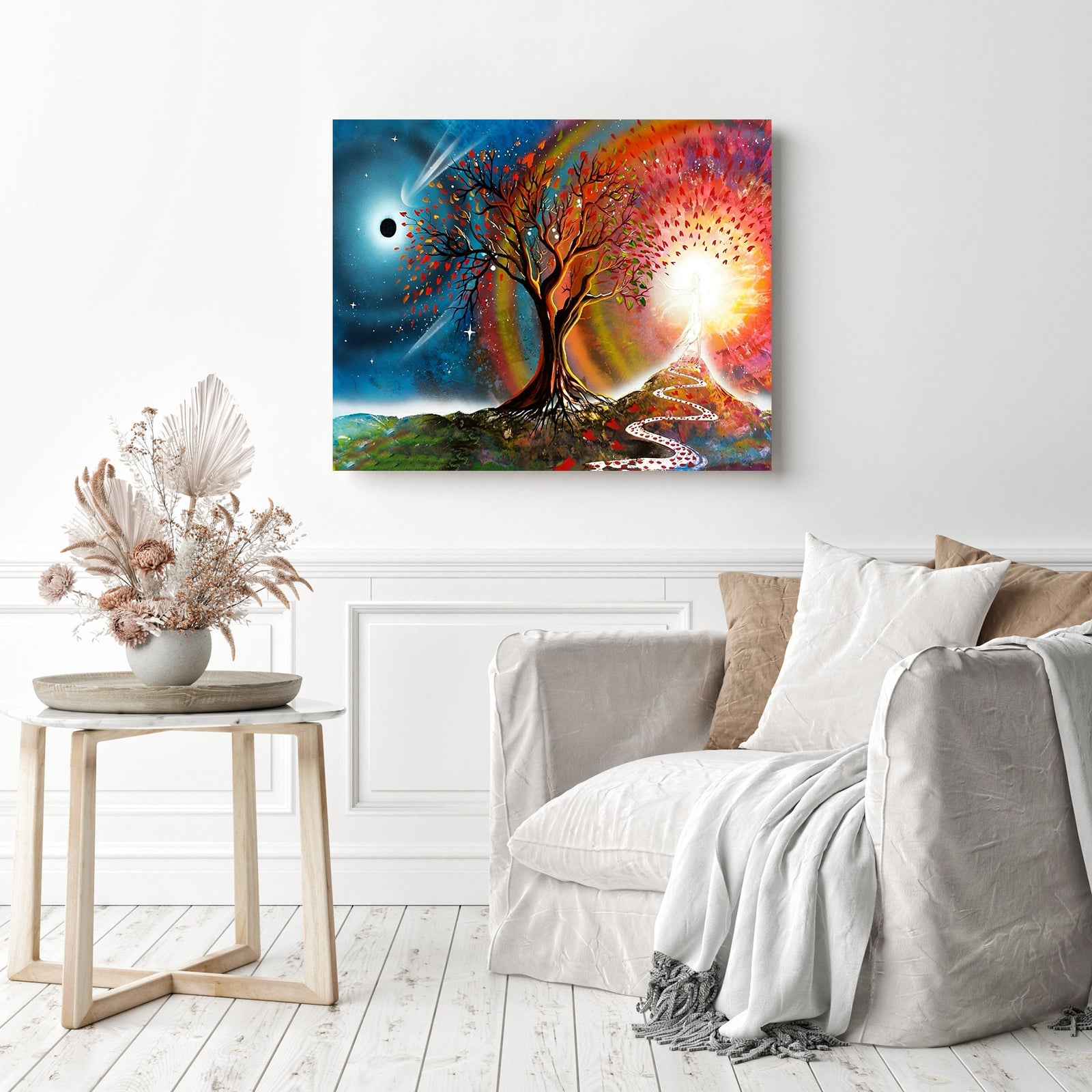 Ice and Fire Sun and Moon | Diamond Painting Displayed as Home Decor