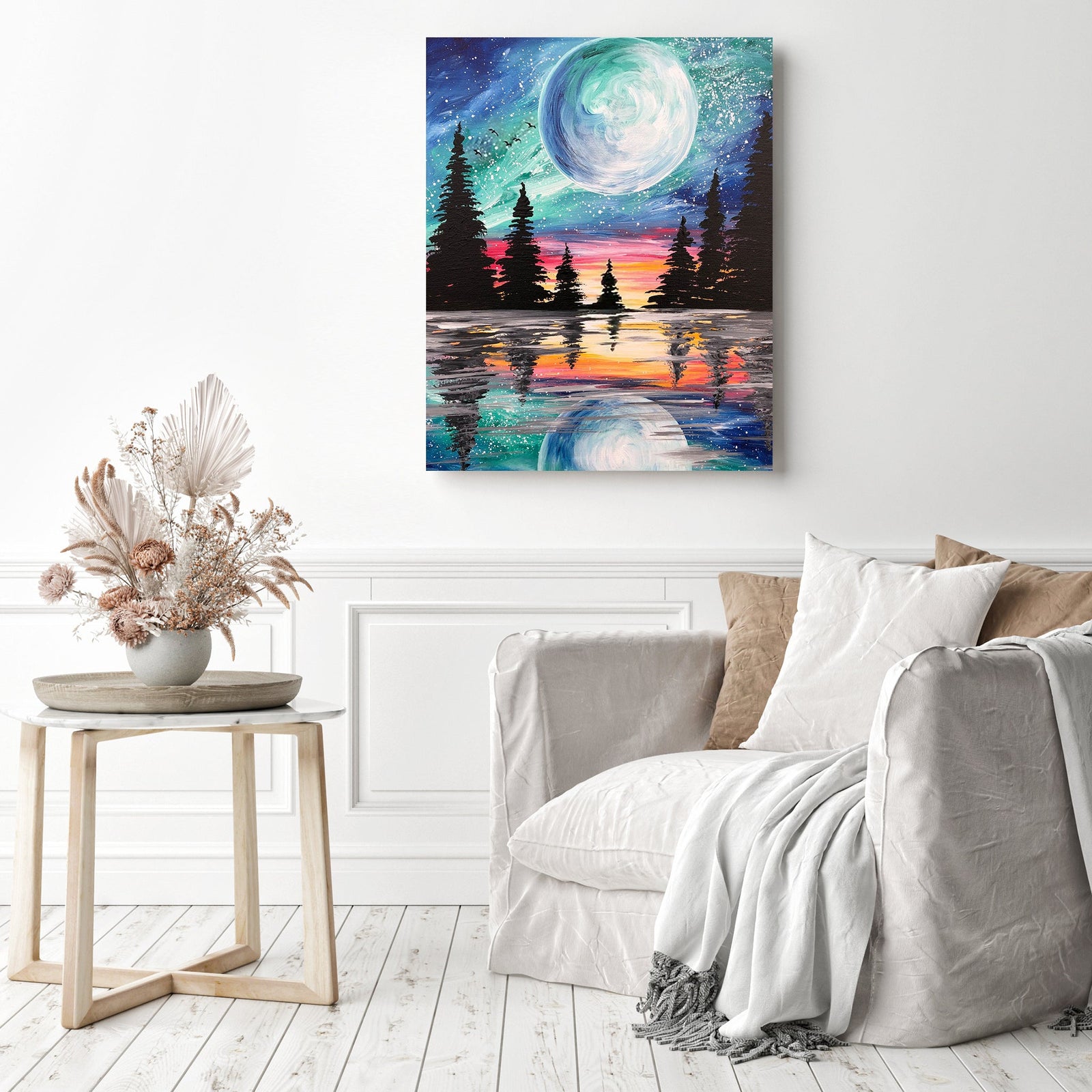 Moon Night | Diamond Painting Displayed as Home Decor