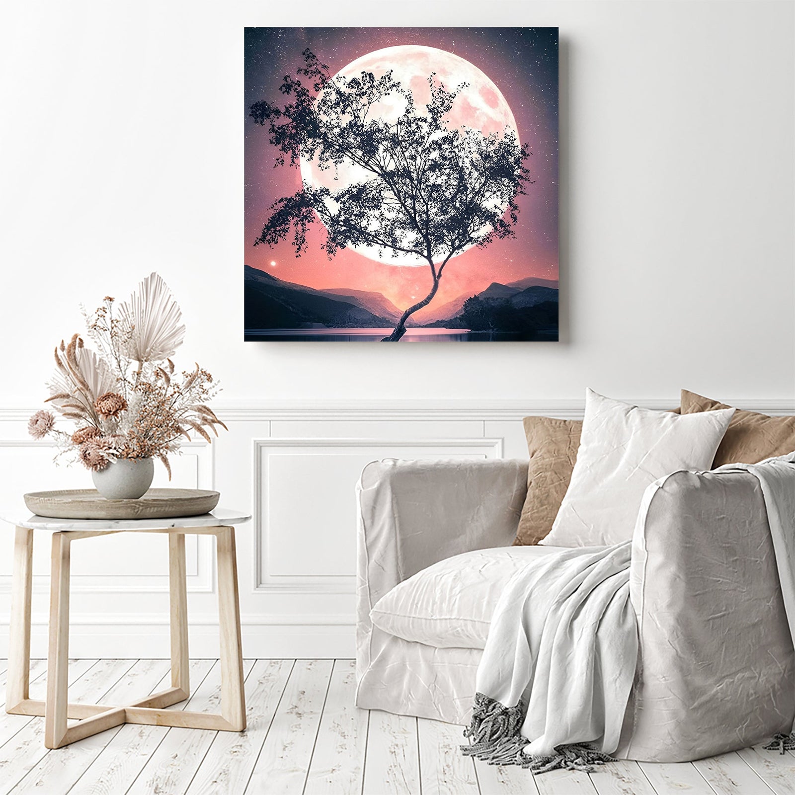 Moon Tree | Diamond Painting Displayed as Home Decor