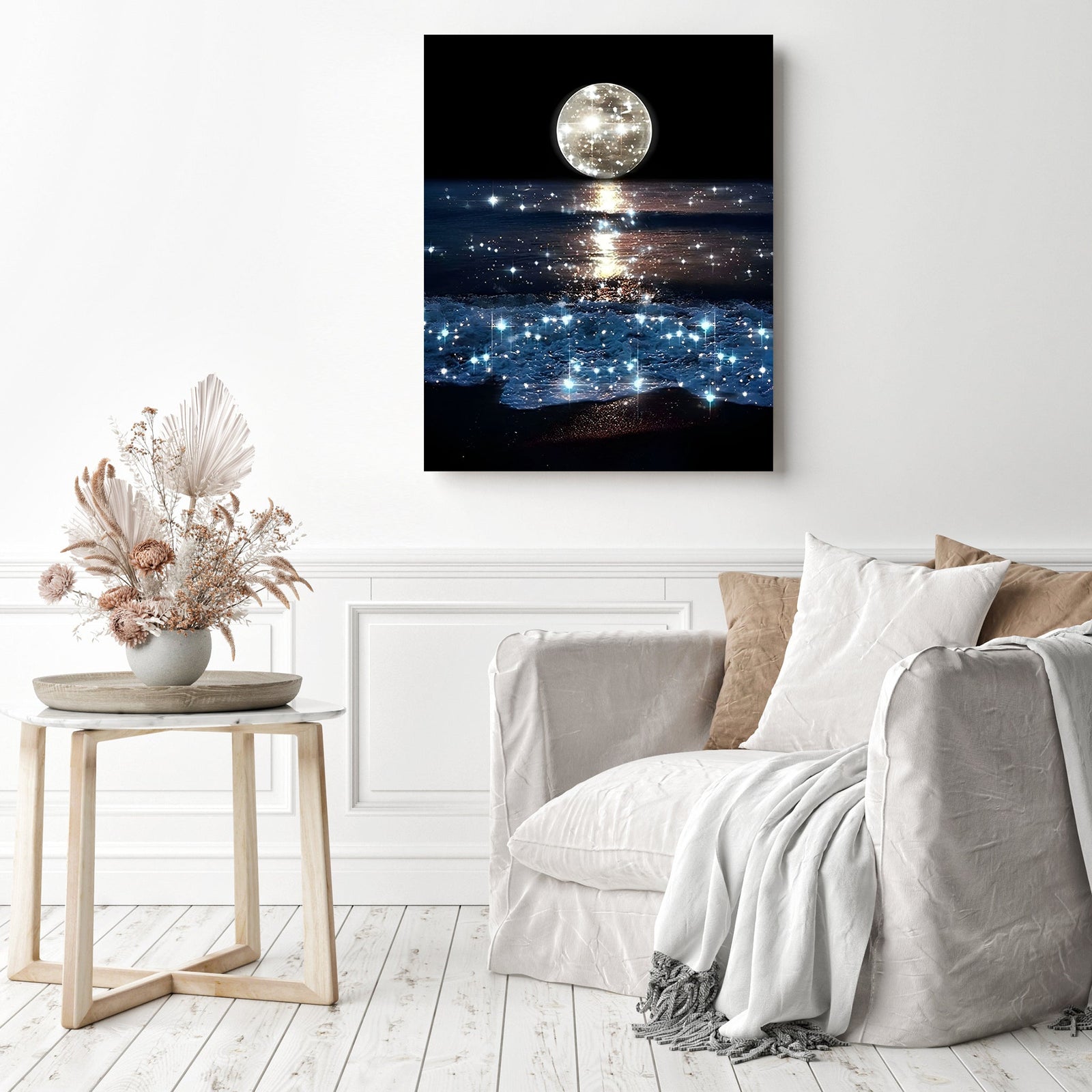 Moon | Diamond Painting Displayed as Home Decor