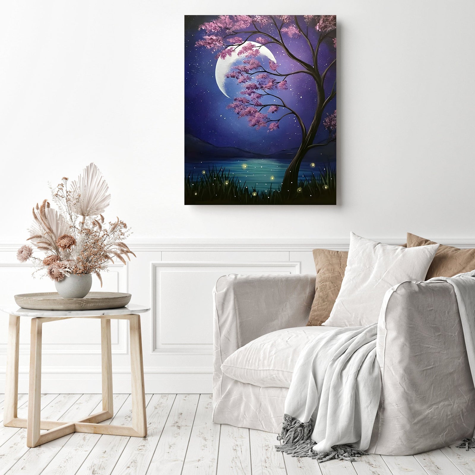 Tree in the moon | Diamond Painting Displayed as Home Decor