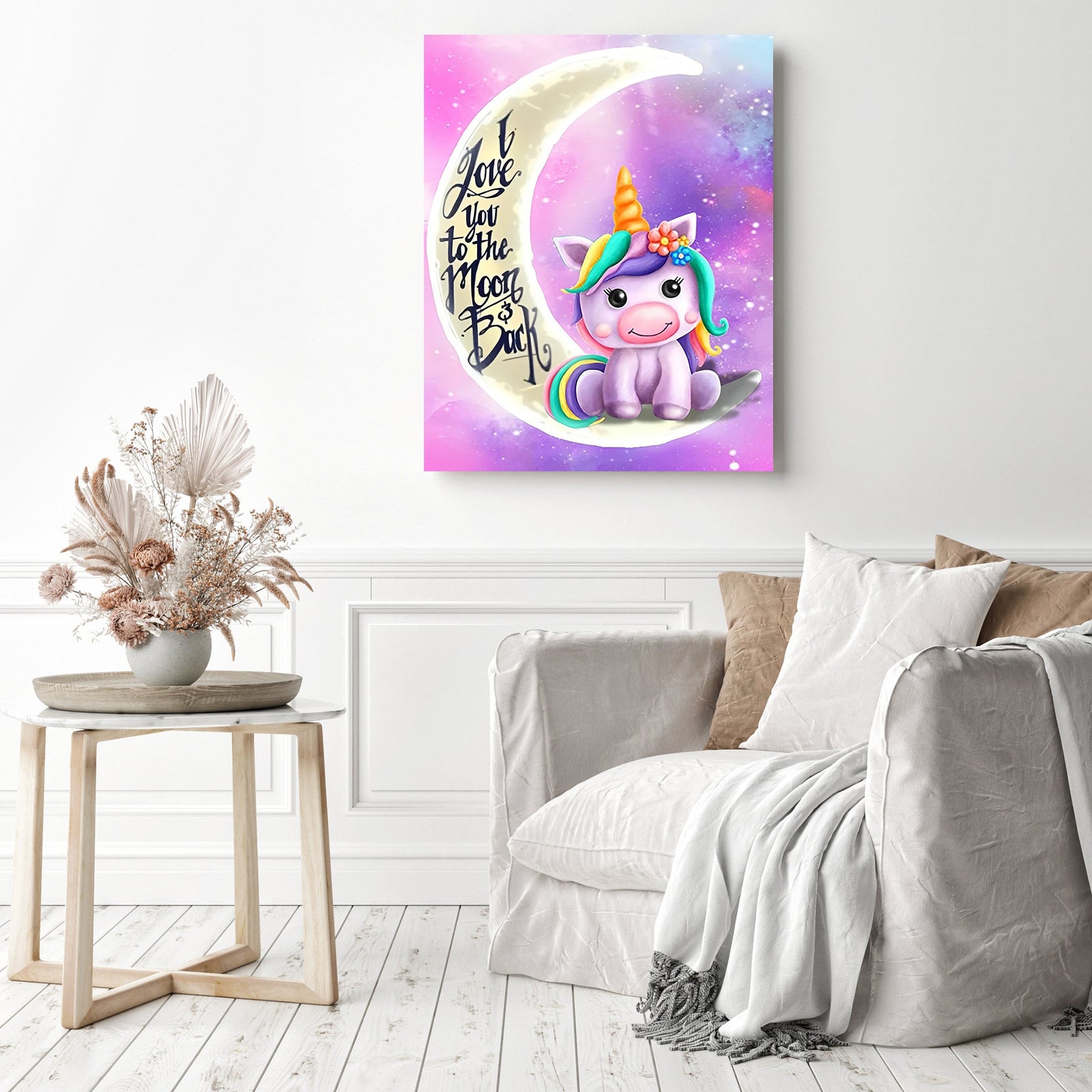 Unicorn Moon | Diamond Painting Displayed as Home Decor