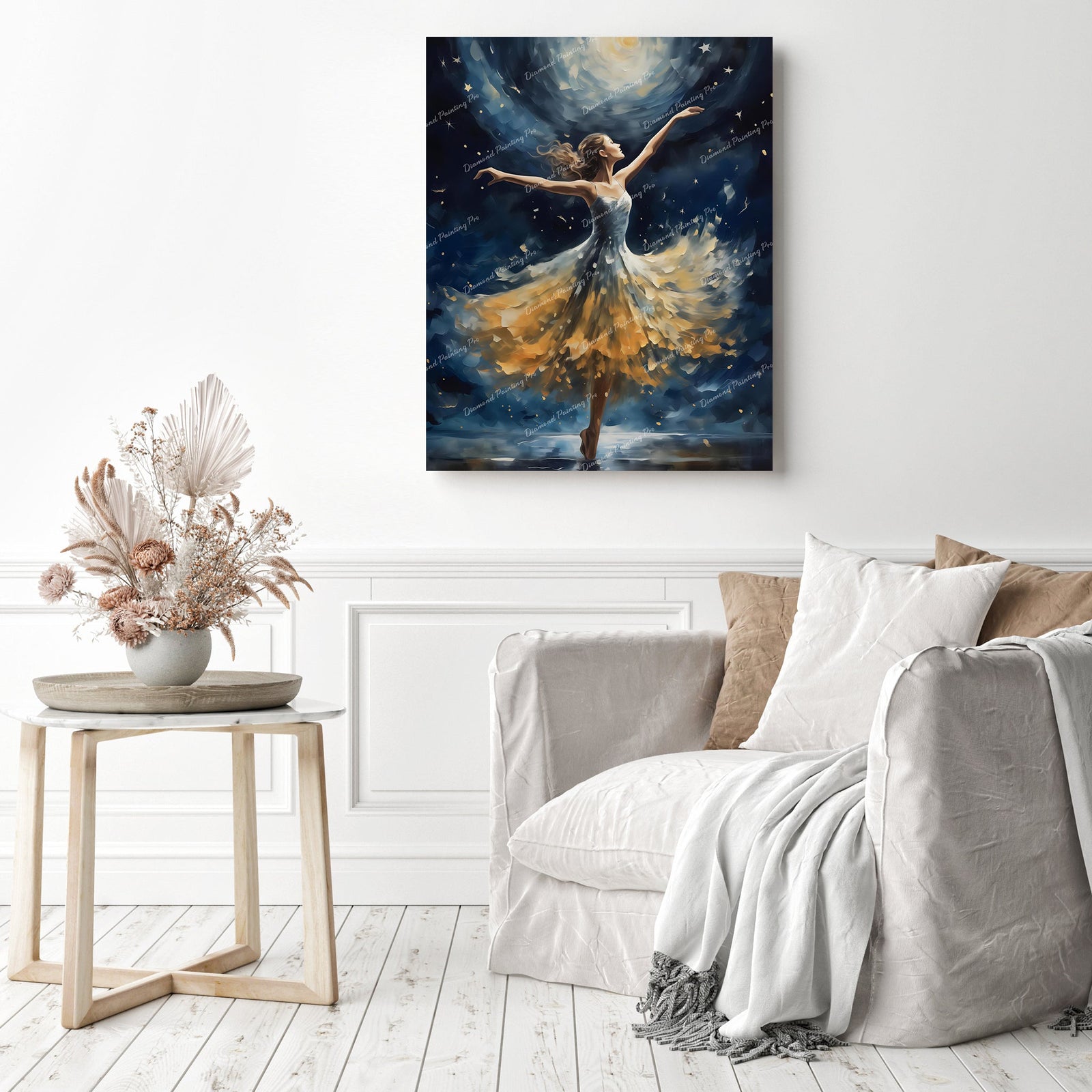 Moonlit Ballet | Diamond Painting Displayed as Home Decor