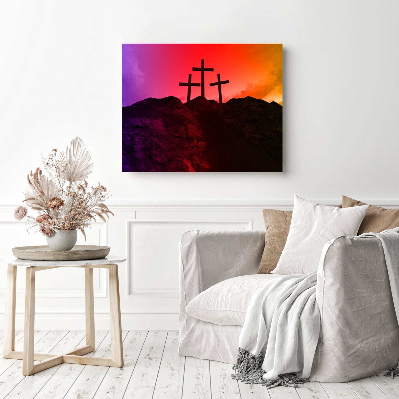 Sunset Crosses | Diamond Painting Displayed as Home Decor