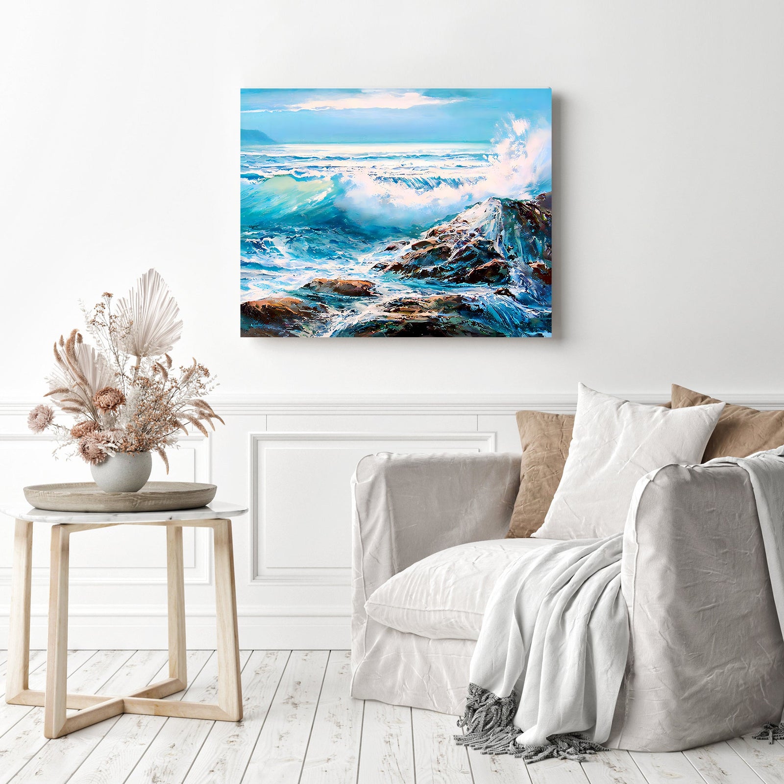 Ocean Waves | Diamond Painting Displayed as Home Decor