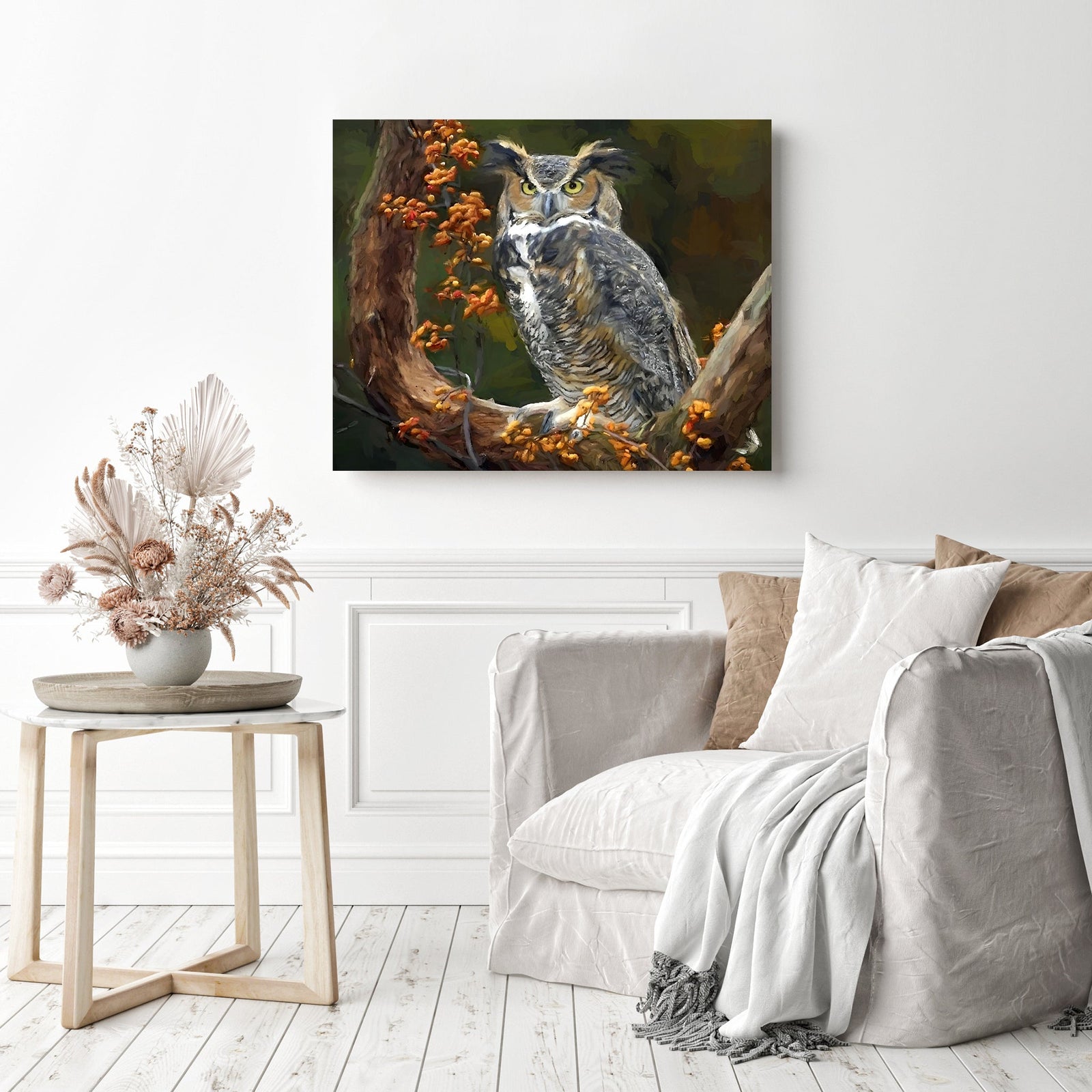 Wise Owl | Diamond Painting Displayed as Home Decor