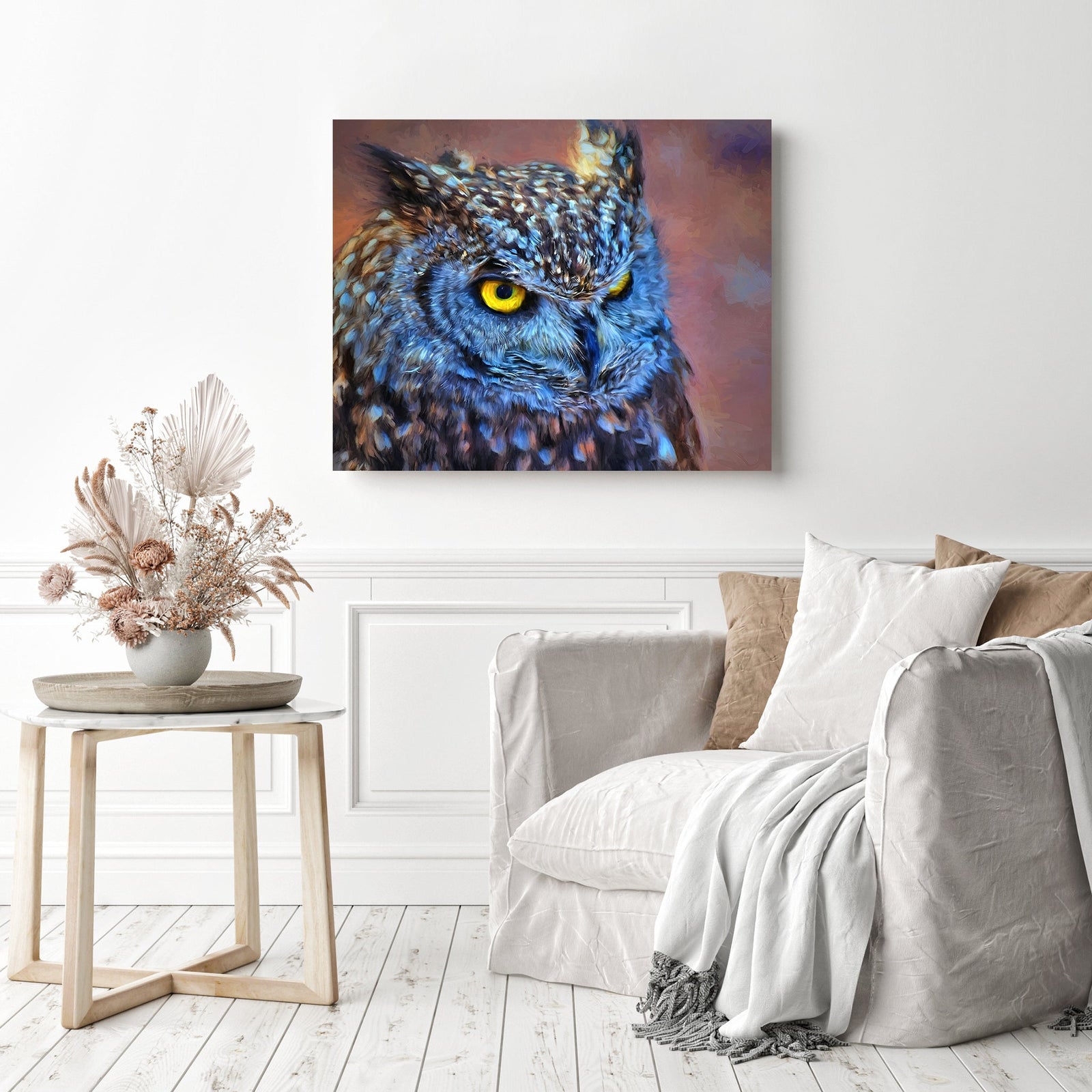 Mystical Owl | Diamond Painting Displayed as Home Decor