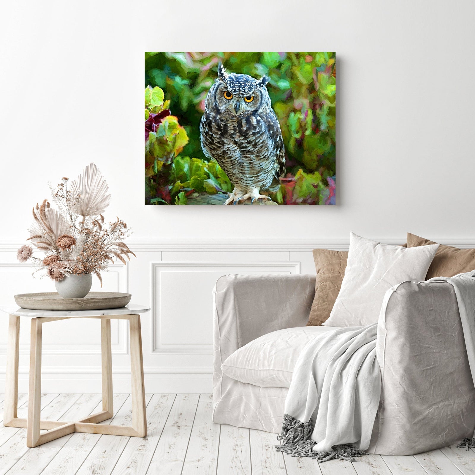 Majestic Wise Owl | Diamond Painting Displayed as Home Decor