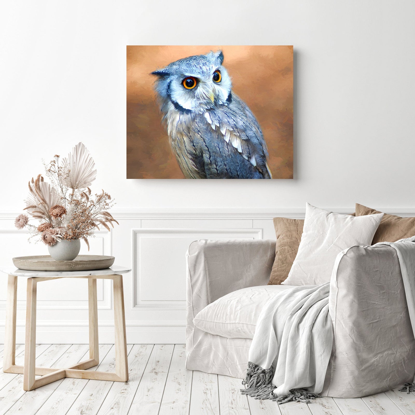 Charming Owl | Diamond Painting Displayed as Home Decor