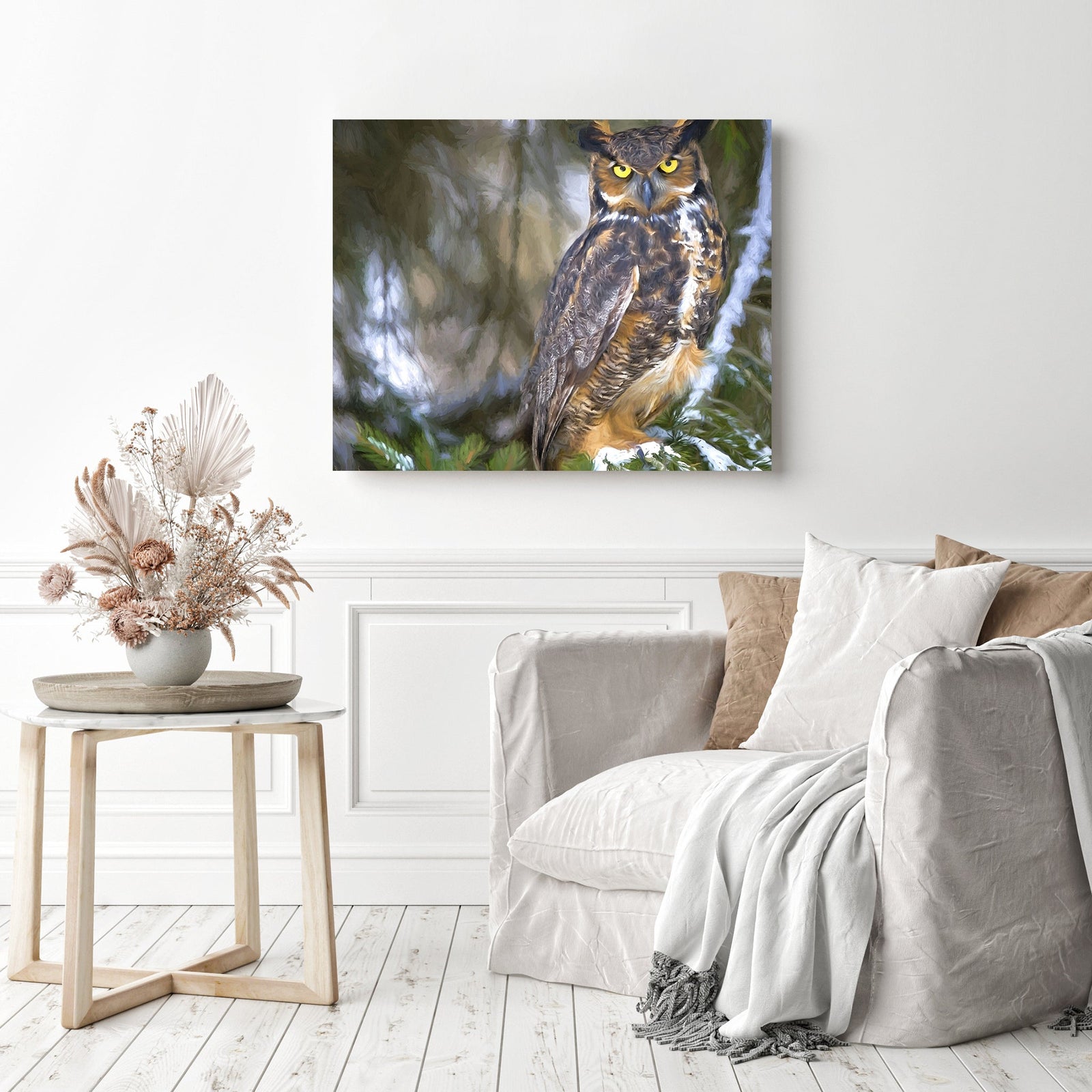 Owl on Watch | Diamond Painting Displayed as Home Decor