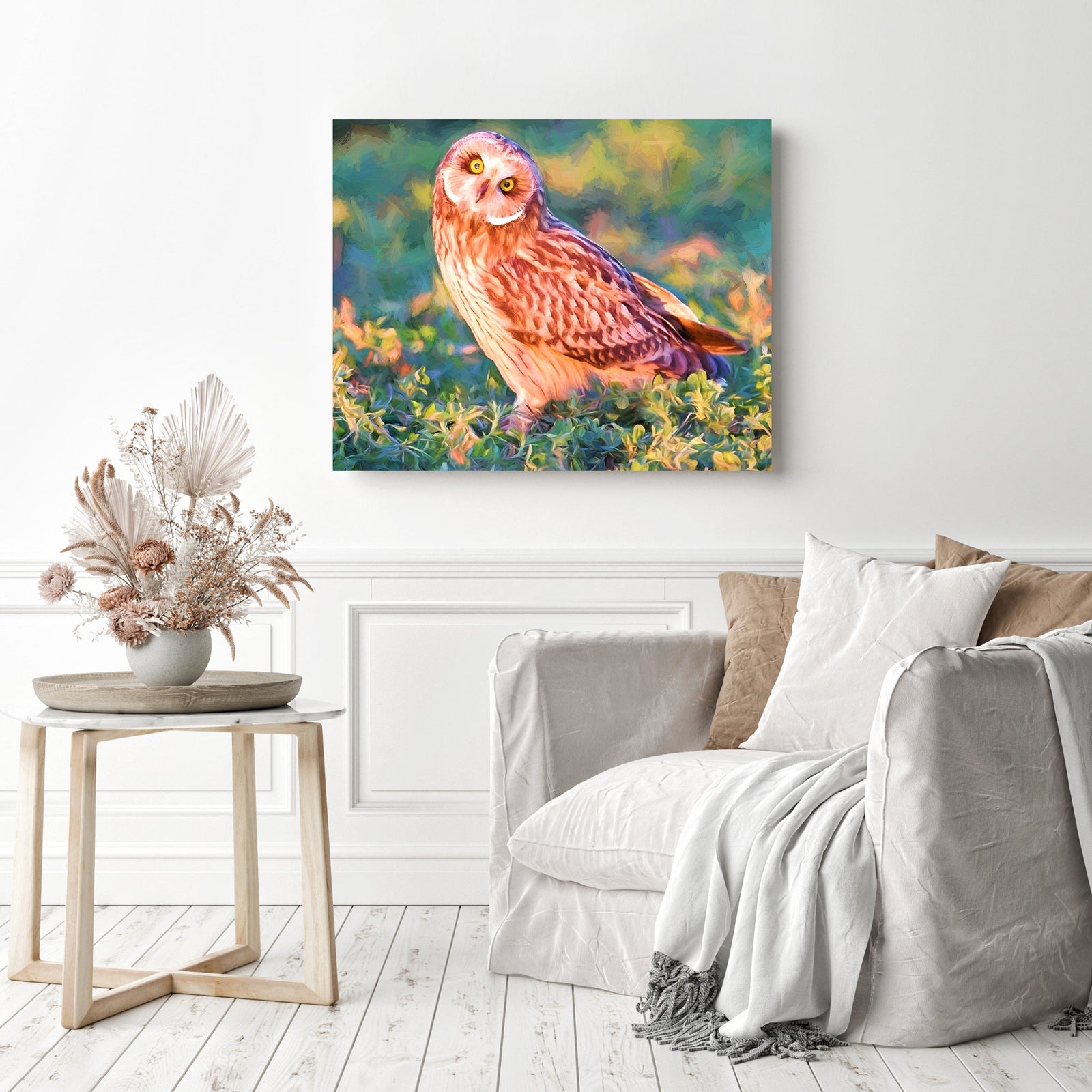 Whimsical Owl | Diamond Painting Displayed as Home Decor