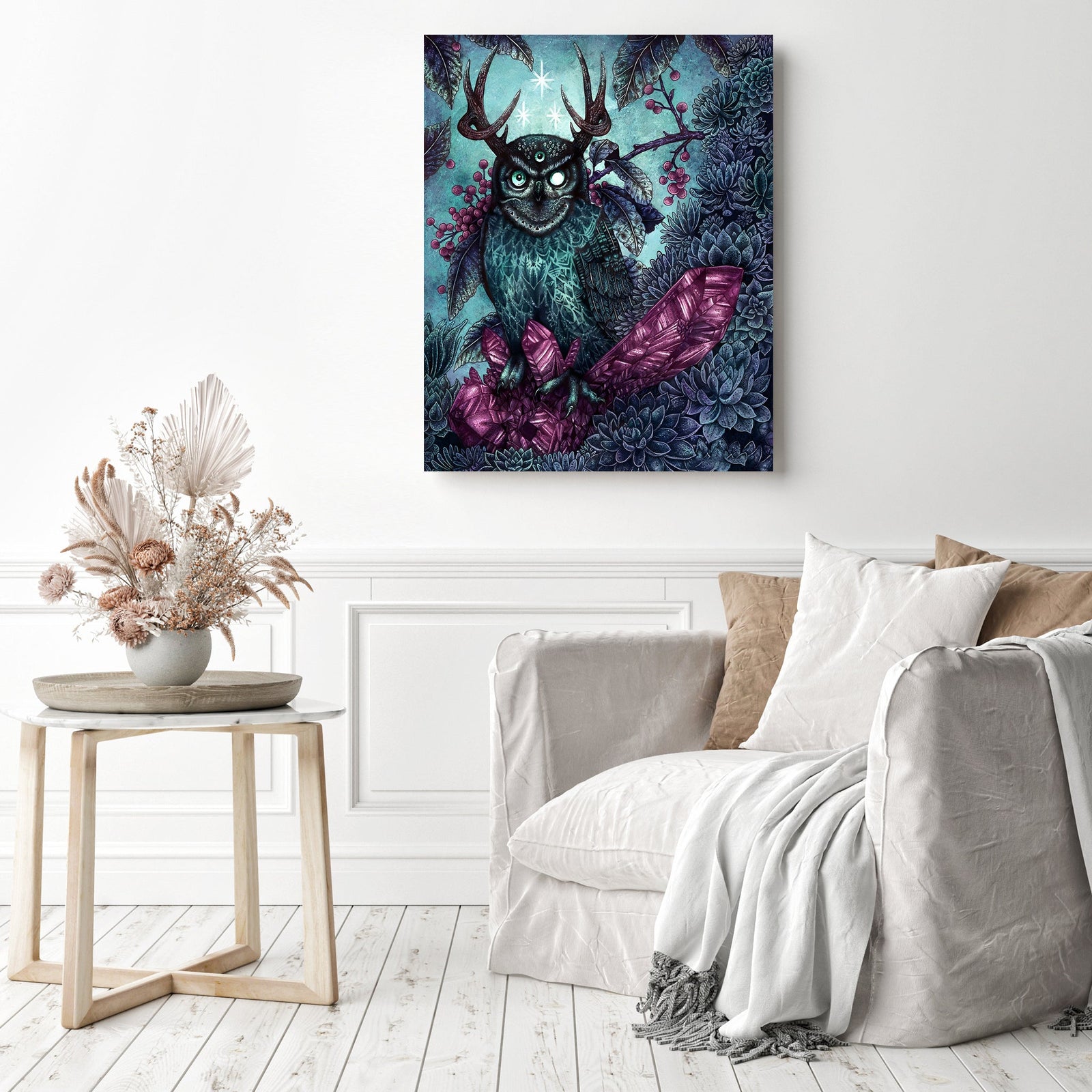 Magician Owl | Diamond Painting Displayed as Home Decor