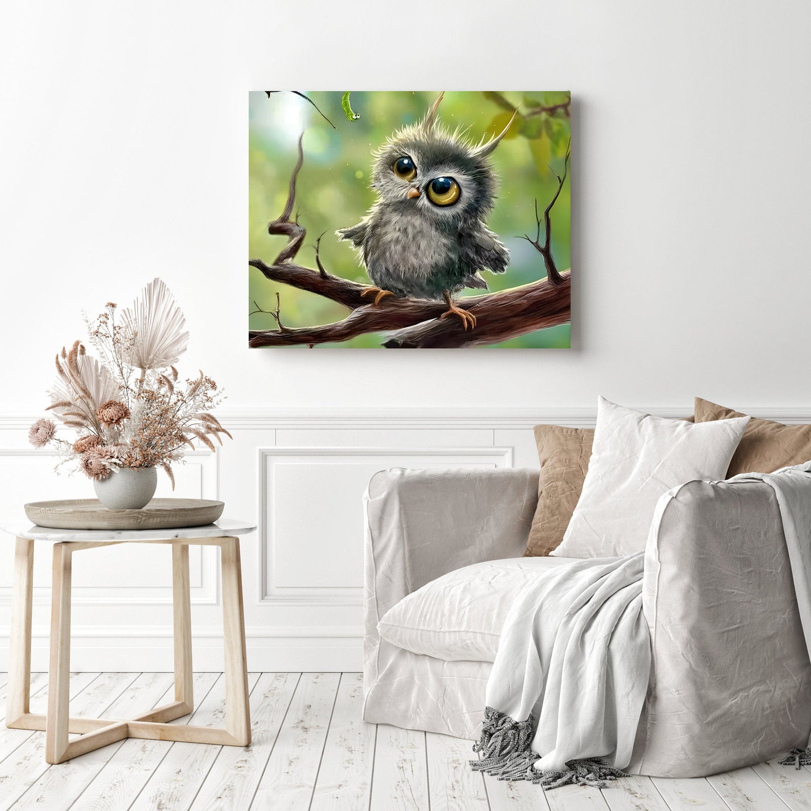 Hooty the Cutie | Diamond Painting Displayed as Home Decor