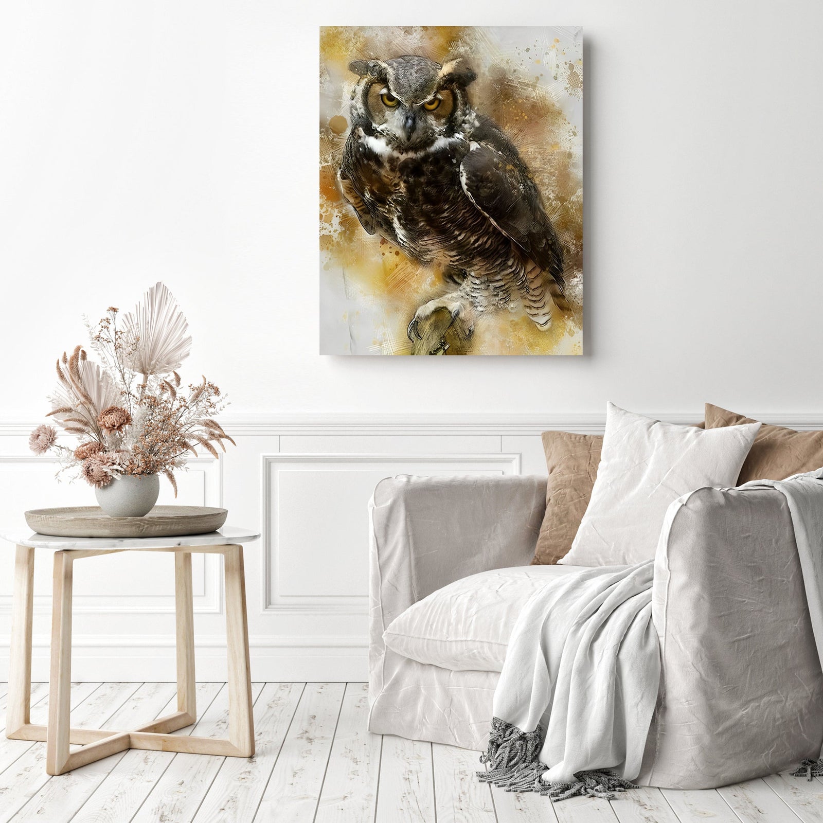 Senior Hoots | Diamond Painting Displayed as Home Decor