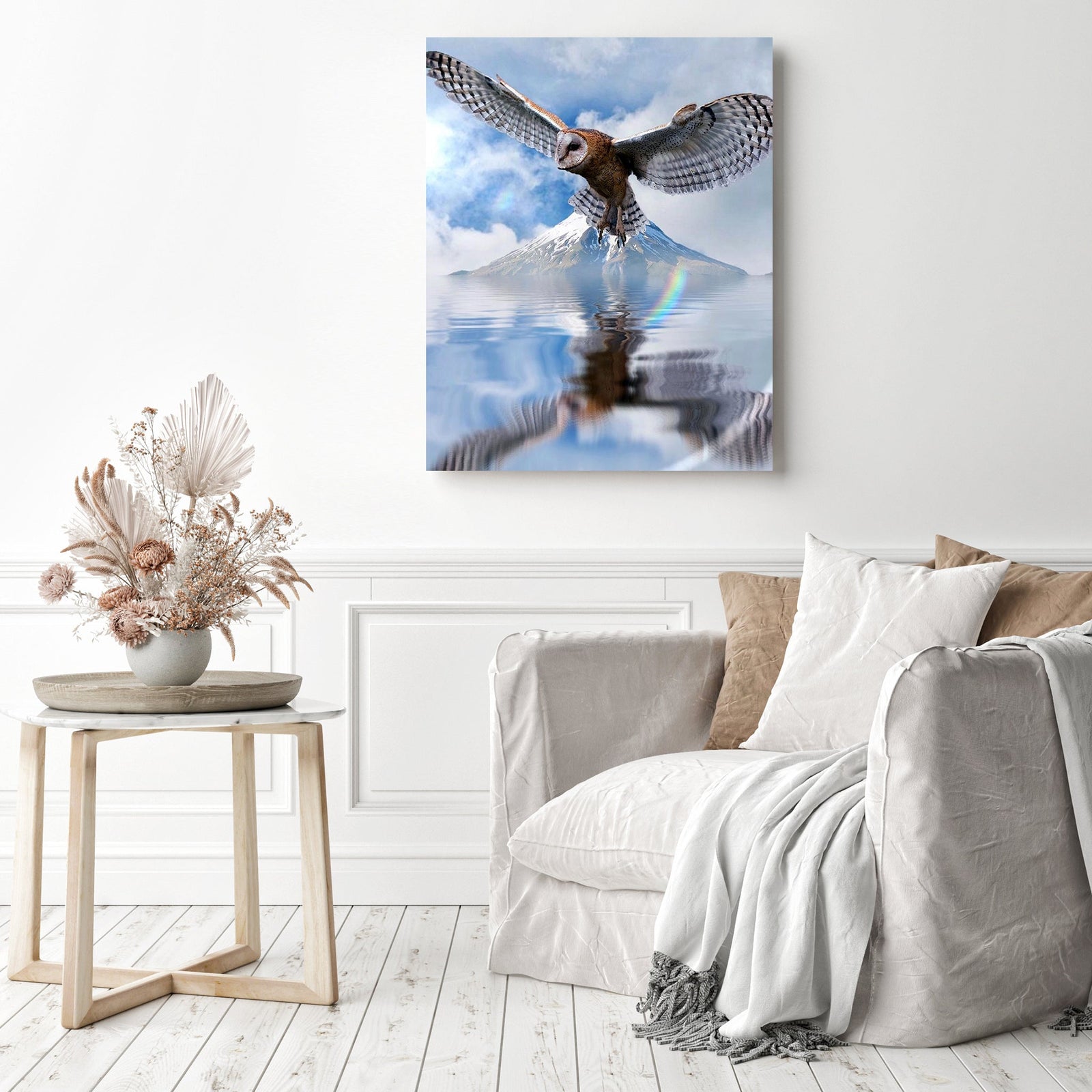 Reflections of the Owl | Diamond Painting Displayed as Home Decor