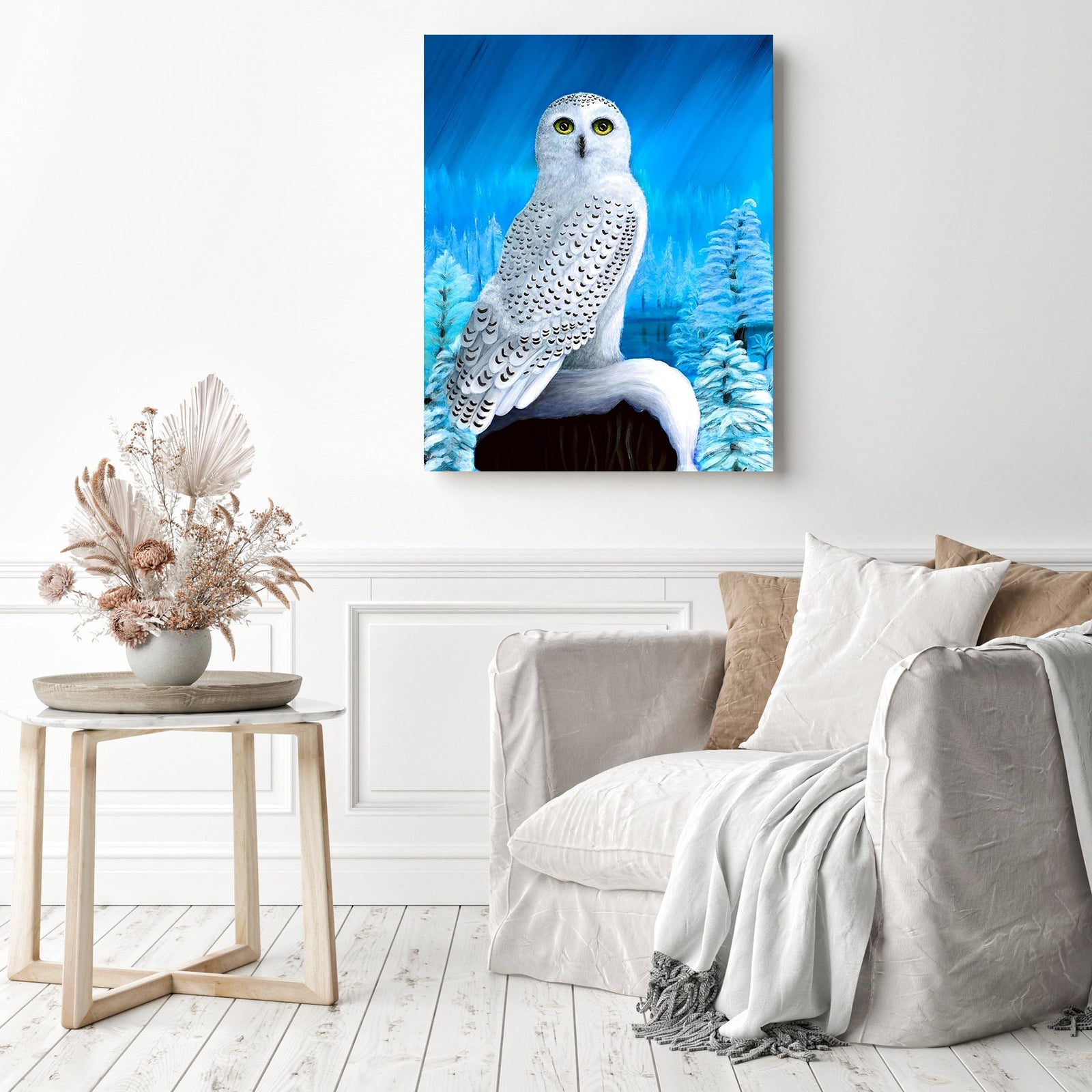 Snowy Delight | Diamond Painting Displayed as Home Decor