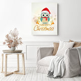 Merry Christmas Owl | Diamond Painting Displayed as Home Decor