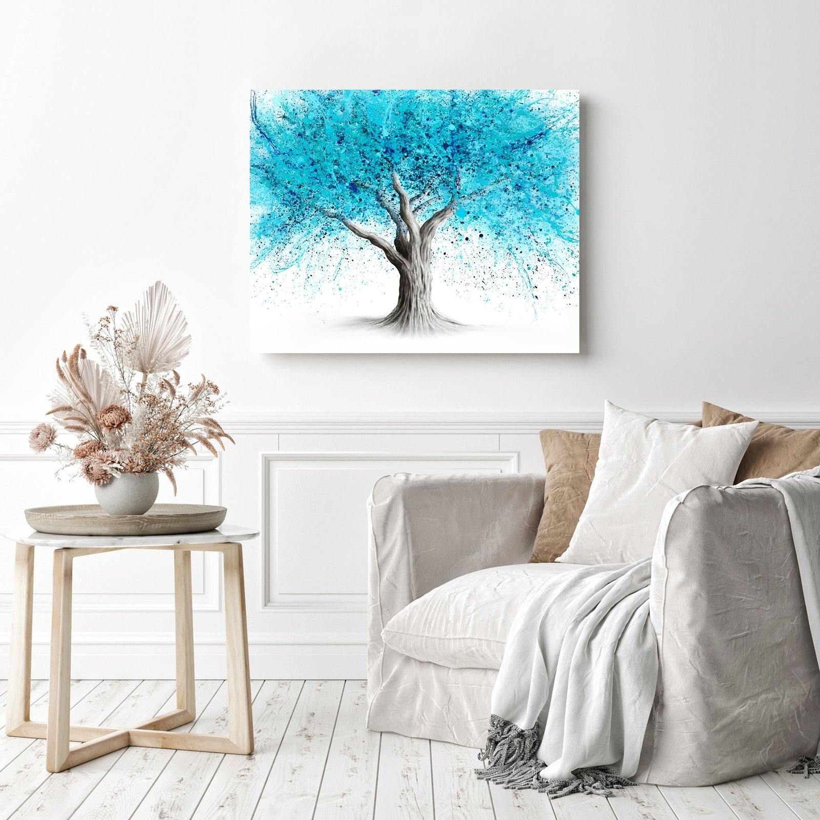 Blue Blossom Tree | Diamond Painting Displayed as Home Decor