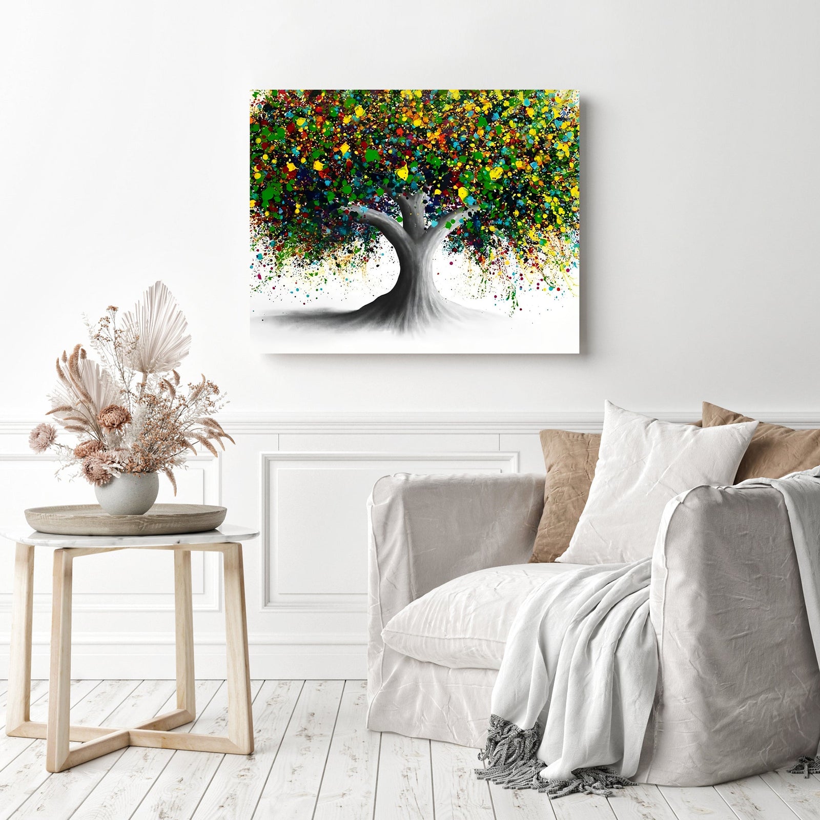 Floral Peace Tree | Diamond Painting Displayed as Home Decor