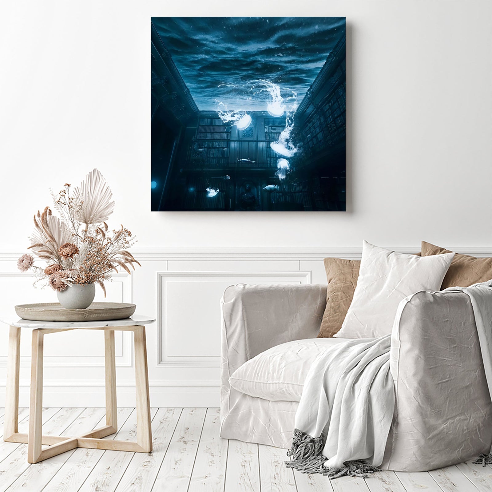 Library Aquarium | Diamond Painting Displayed as Home Decor