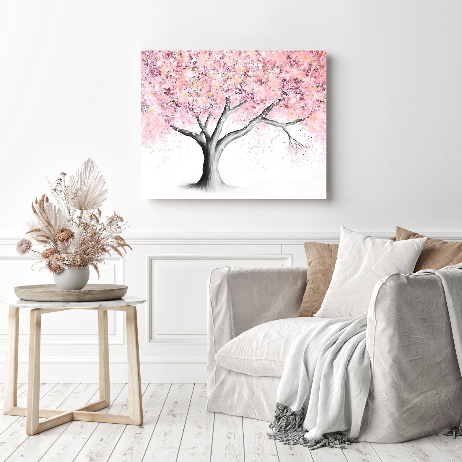 Mountain Blossom Tree | Diamond Painting Displayed as Home Decor