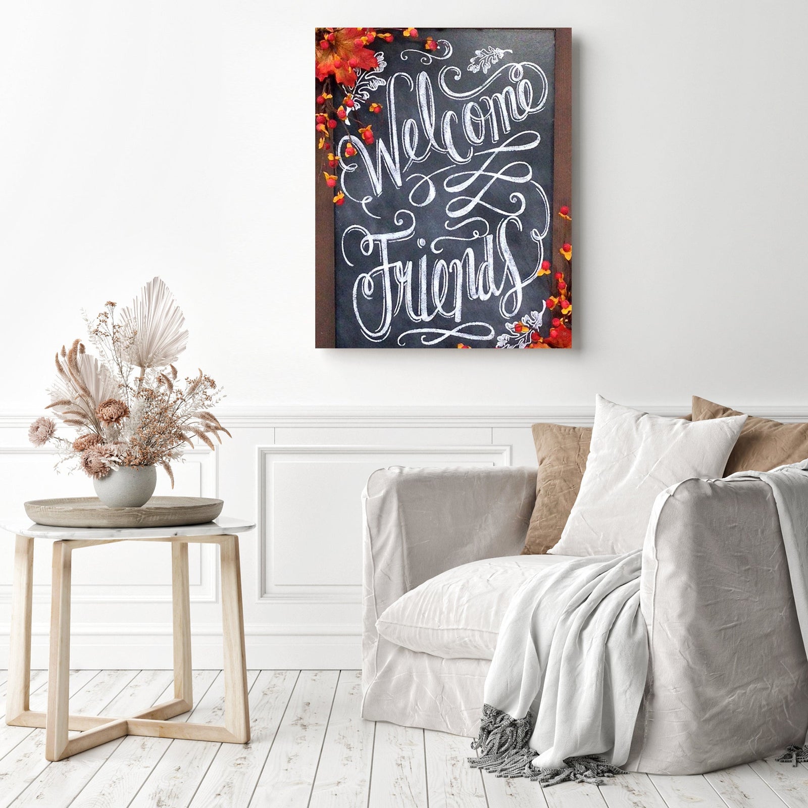 Welcome Friends | Diamond Painting Displayed as Home Decor