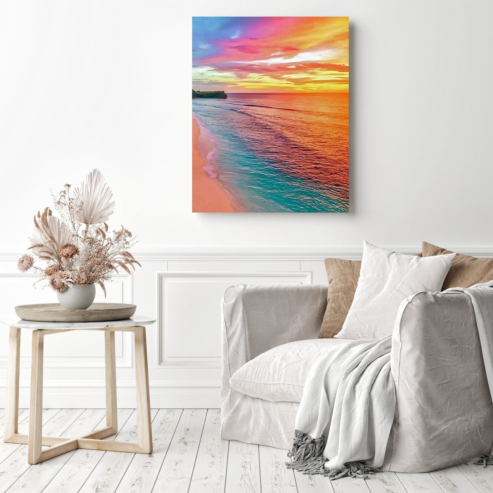 Rainbow Beach | Diamond Painting Displayed as Home Decor