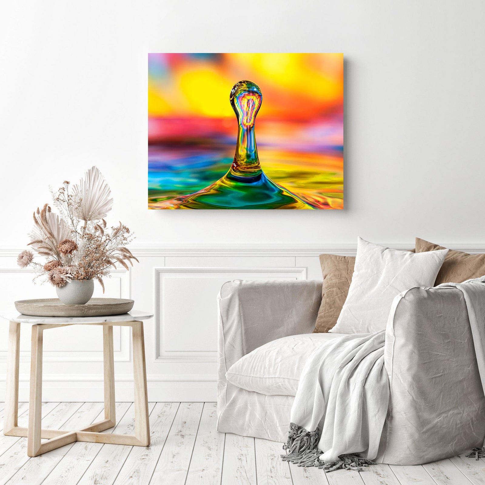 Tie Dye Water Drop | Diamond Painting Displayed as Home Decor