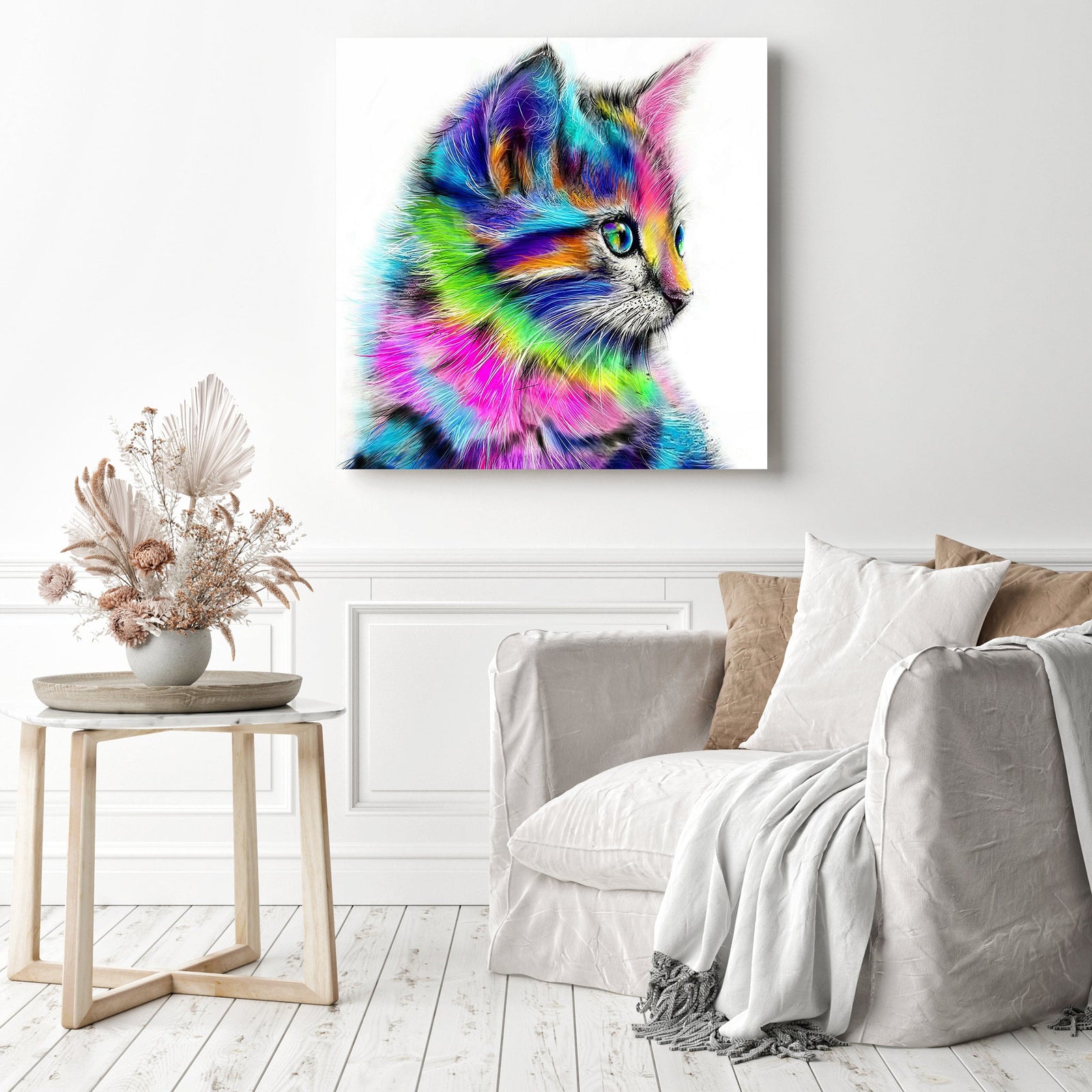 Jumbo Kaleidoscope Kitty | Diamond Painting Displayed as Home Decor