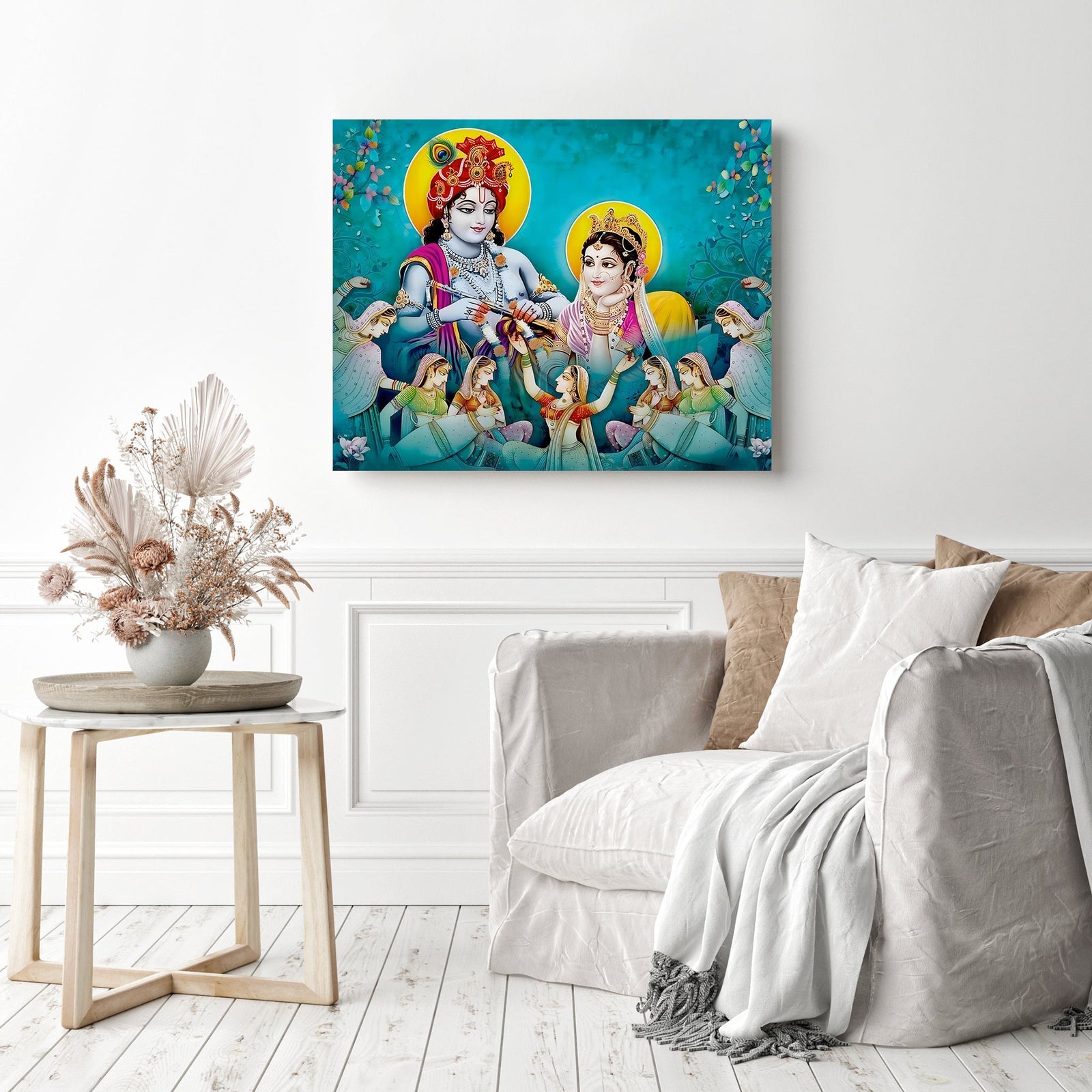 Lord Radha & Krishna Love Song | Diamond Painting Displayed as Home Decor