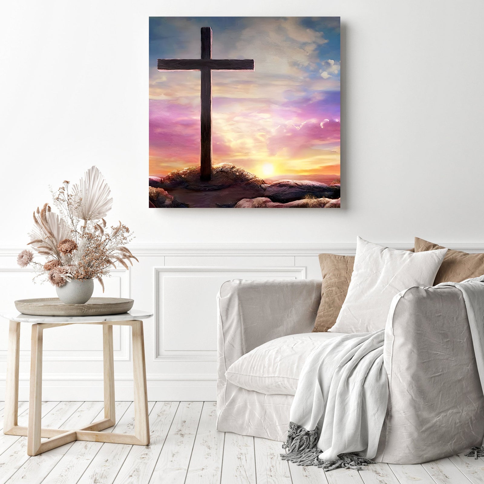 Christian Cross | Diamond Painting Displayed as Home Decor